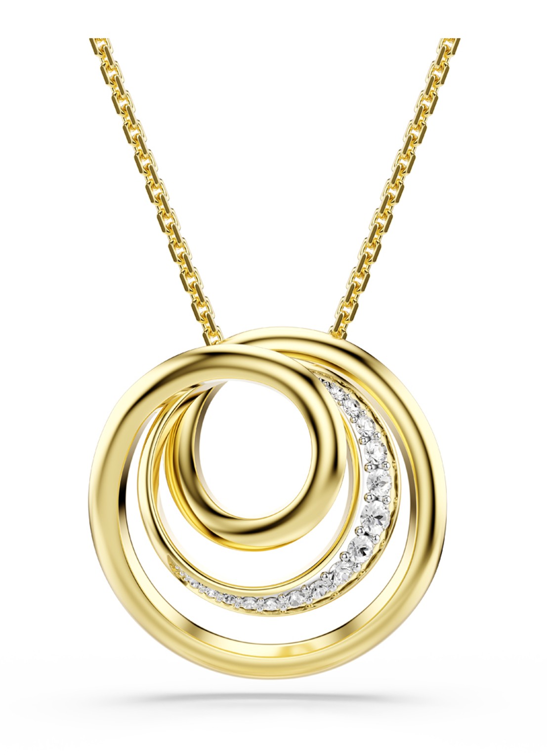 Swarovski Hyperbola ketting met kristal - voorkant goud