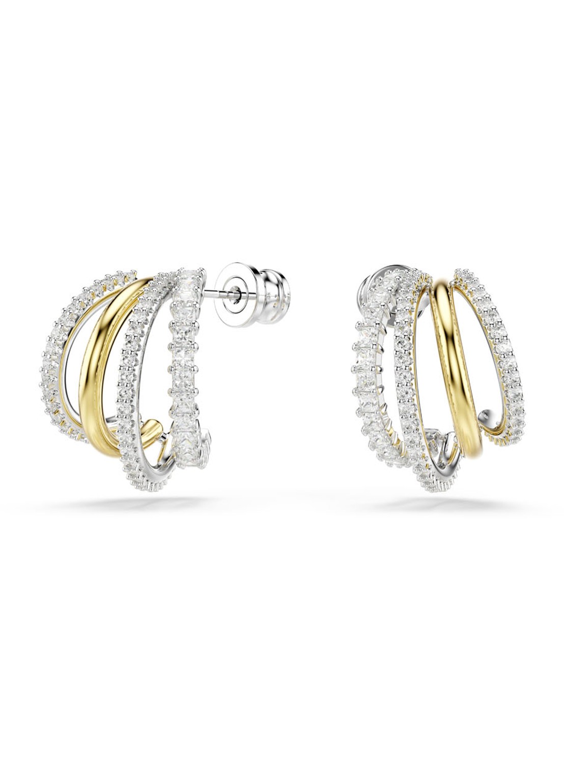 Swarovski Hyperbola oorstekers met zirkonia - voorkant zilver