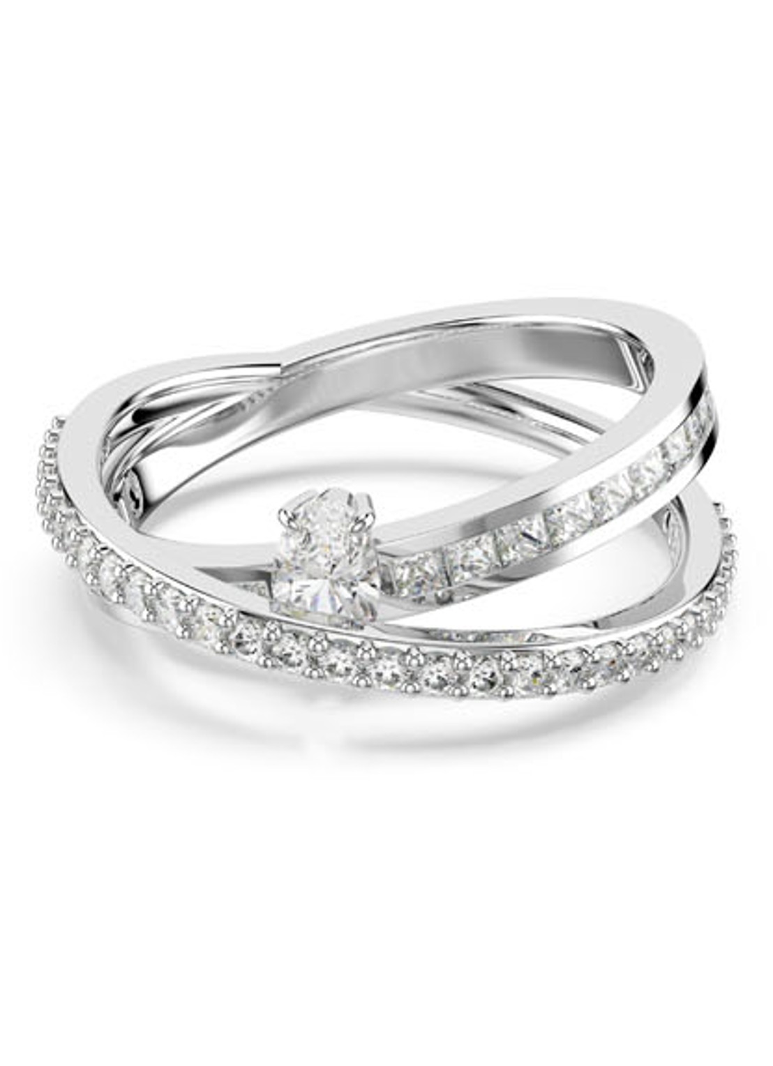 Swarovski Hyperbola ring met kristal 55 - voorkant 4 zilver