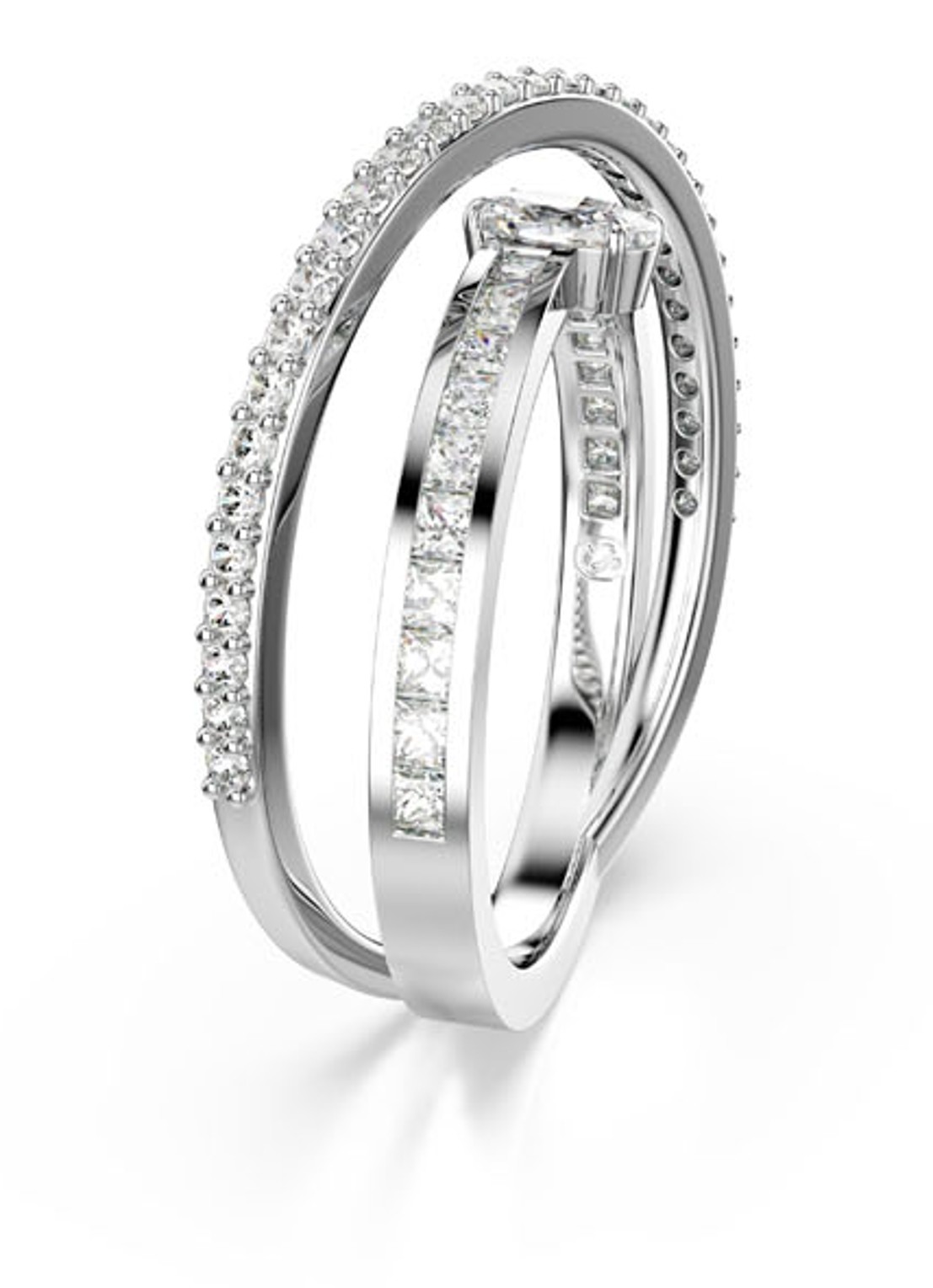 Swarovski Hyperbola ring met kristal  - detail zilver