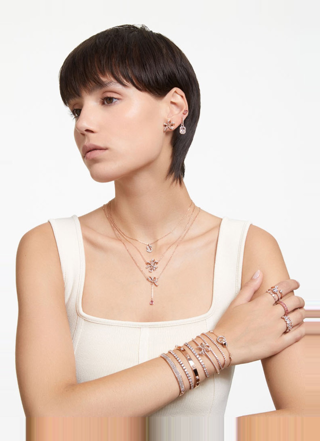 Swarovski Iconic Swan ketting met kristal - detail 4 roségoud