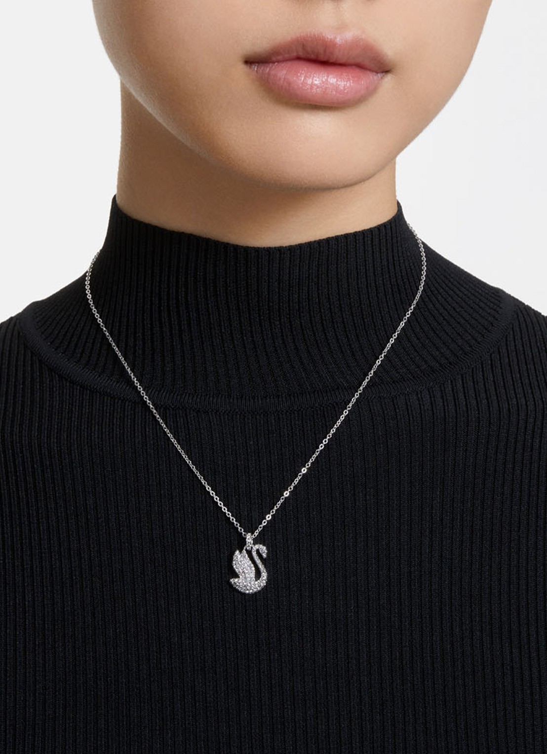 Swarovski Iconic Swan ketting met kristal - voorkant 2 zilver