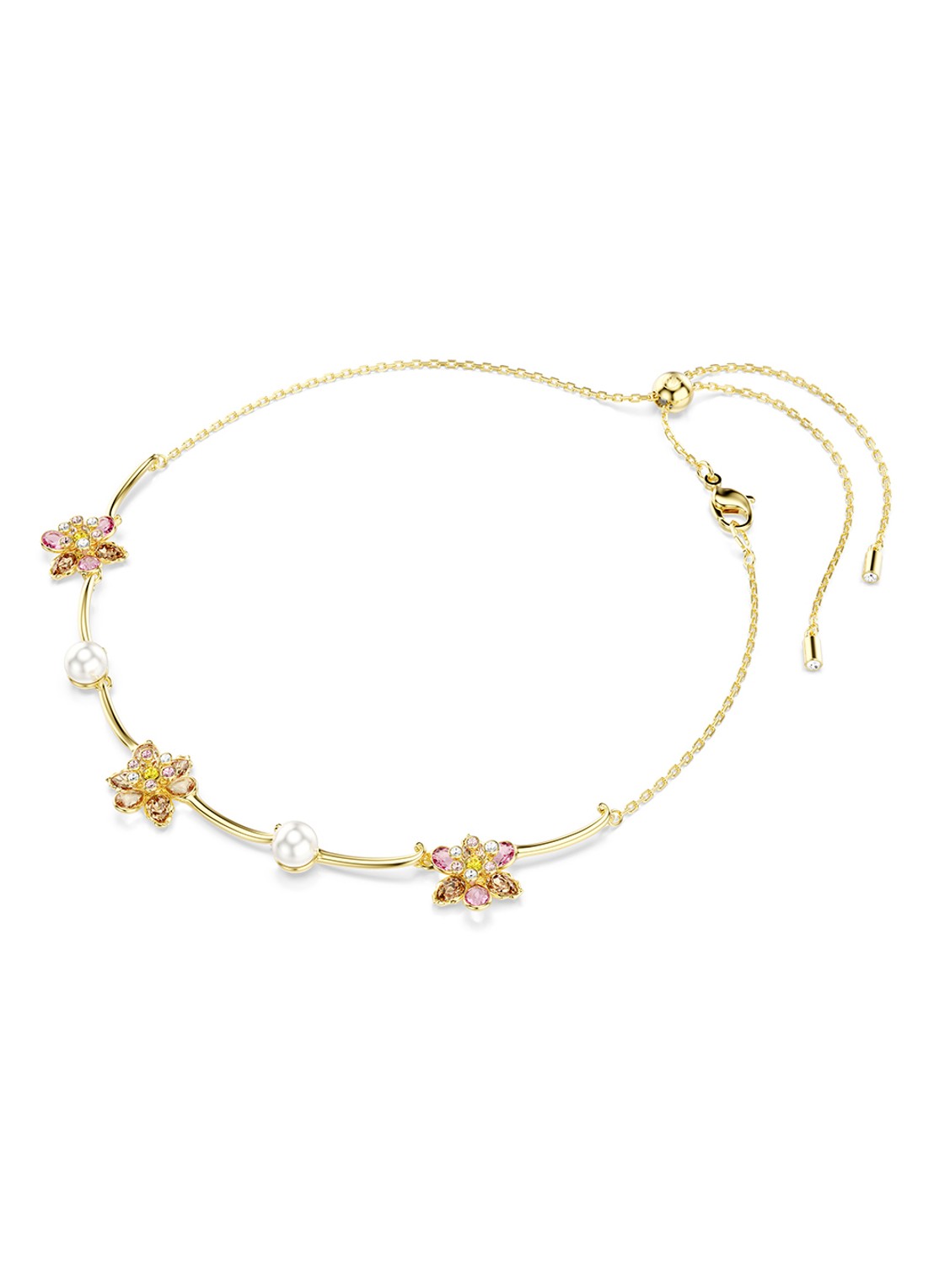 Swarovski Idyllia ketting met imitatieparel - detail goud