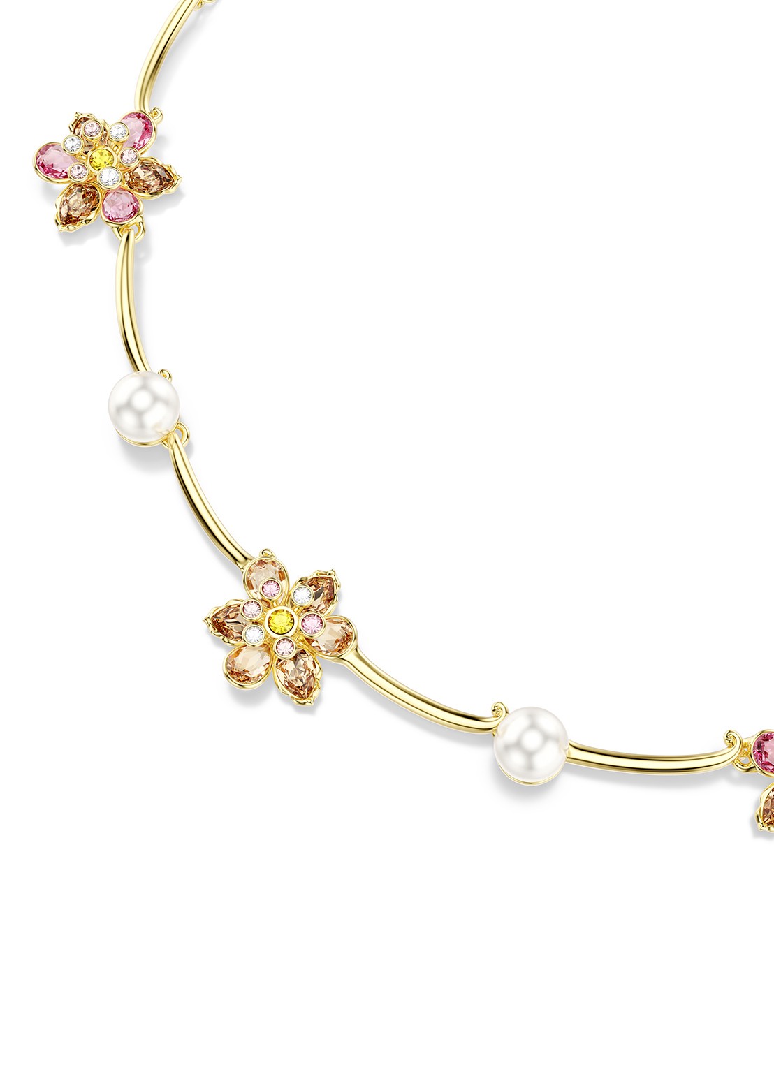 Swarovski Idyllia ketting met imitatieparel - detail 3 goud