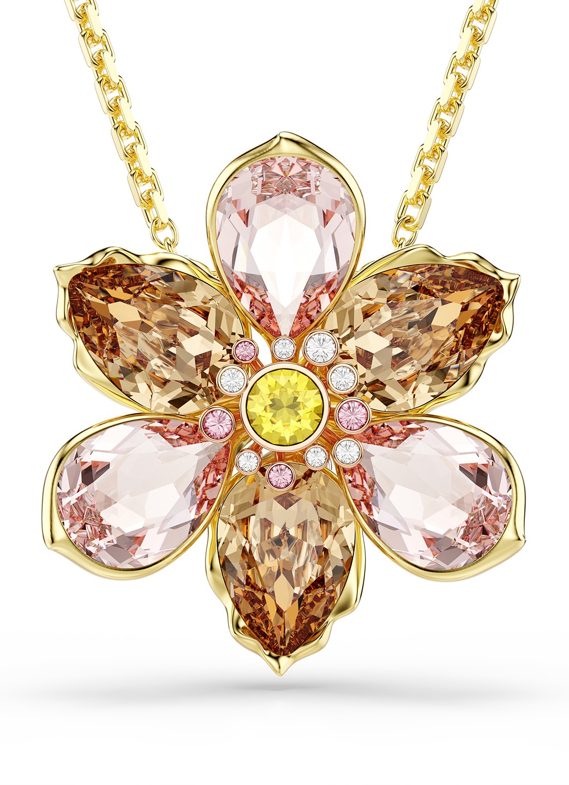 Swarovski Idyllia ketting met kristal - voorkant goud