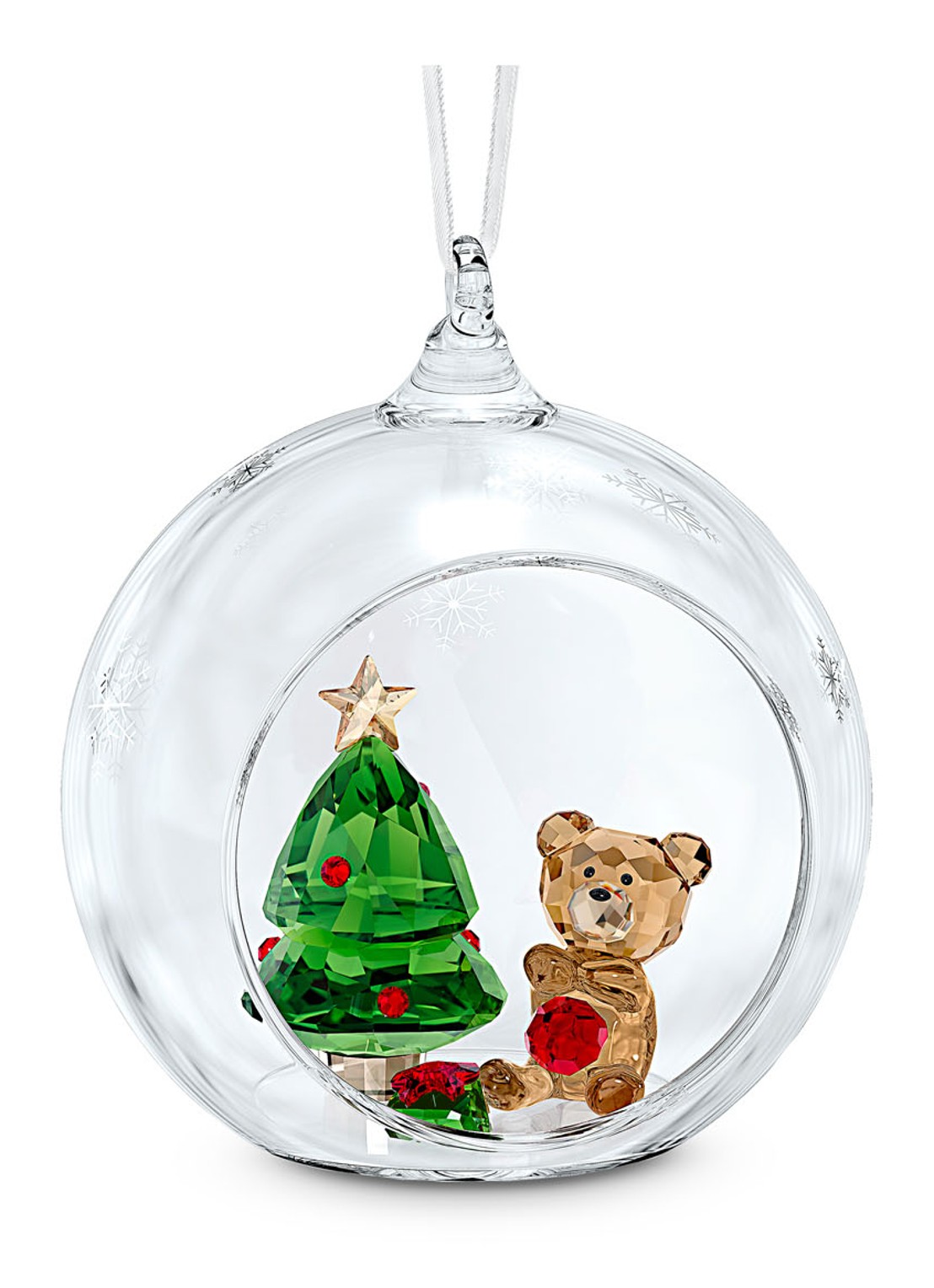 Swarovski Joyful Christmas Scene kerstbal 8 cm - voorkant transparant