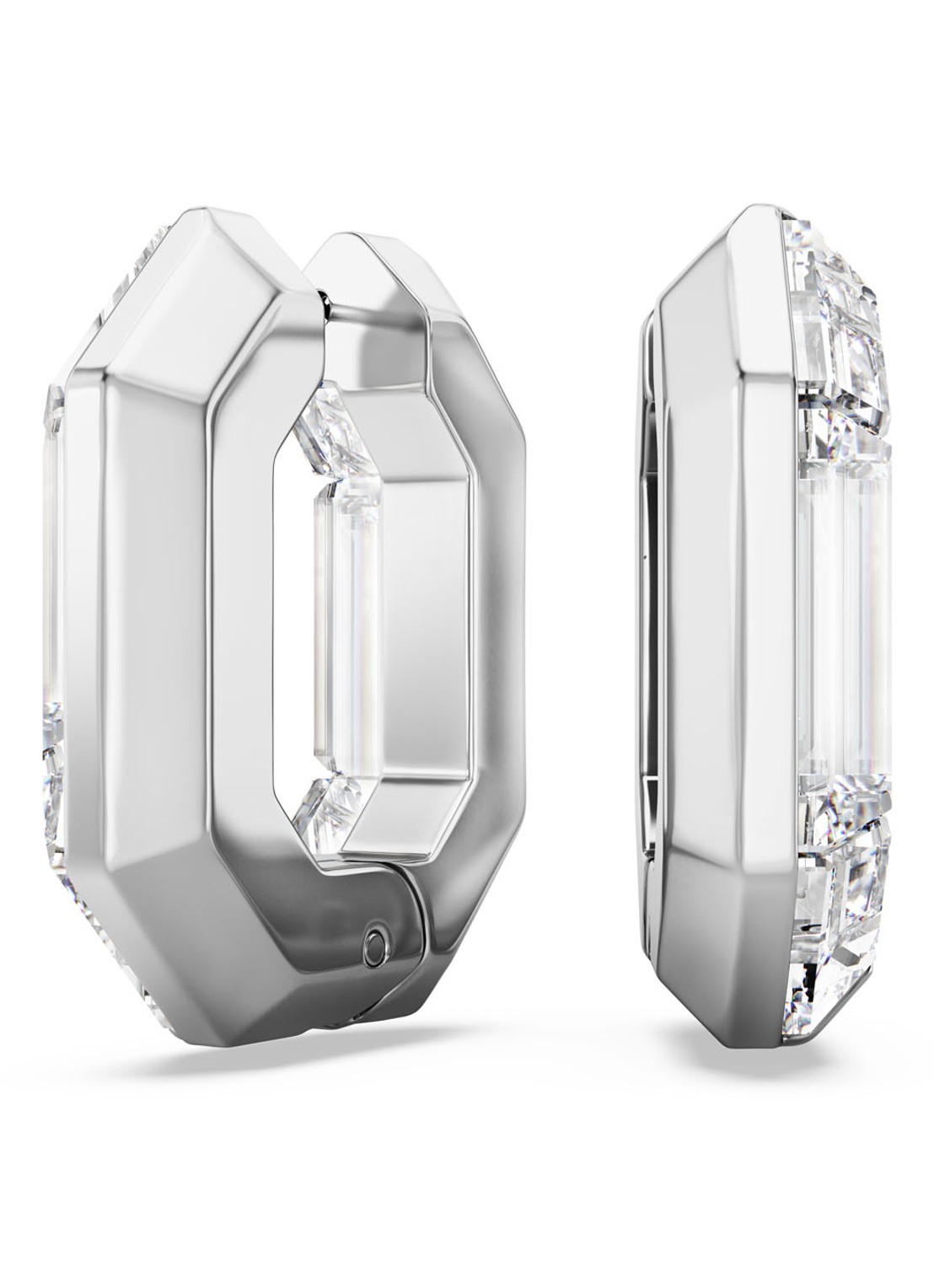 Swarovski Lucent oorringen met kristal - voorkant zilver