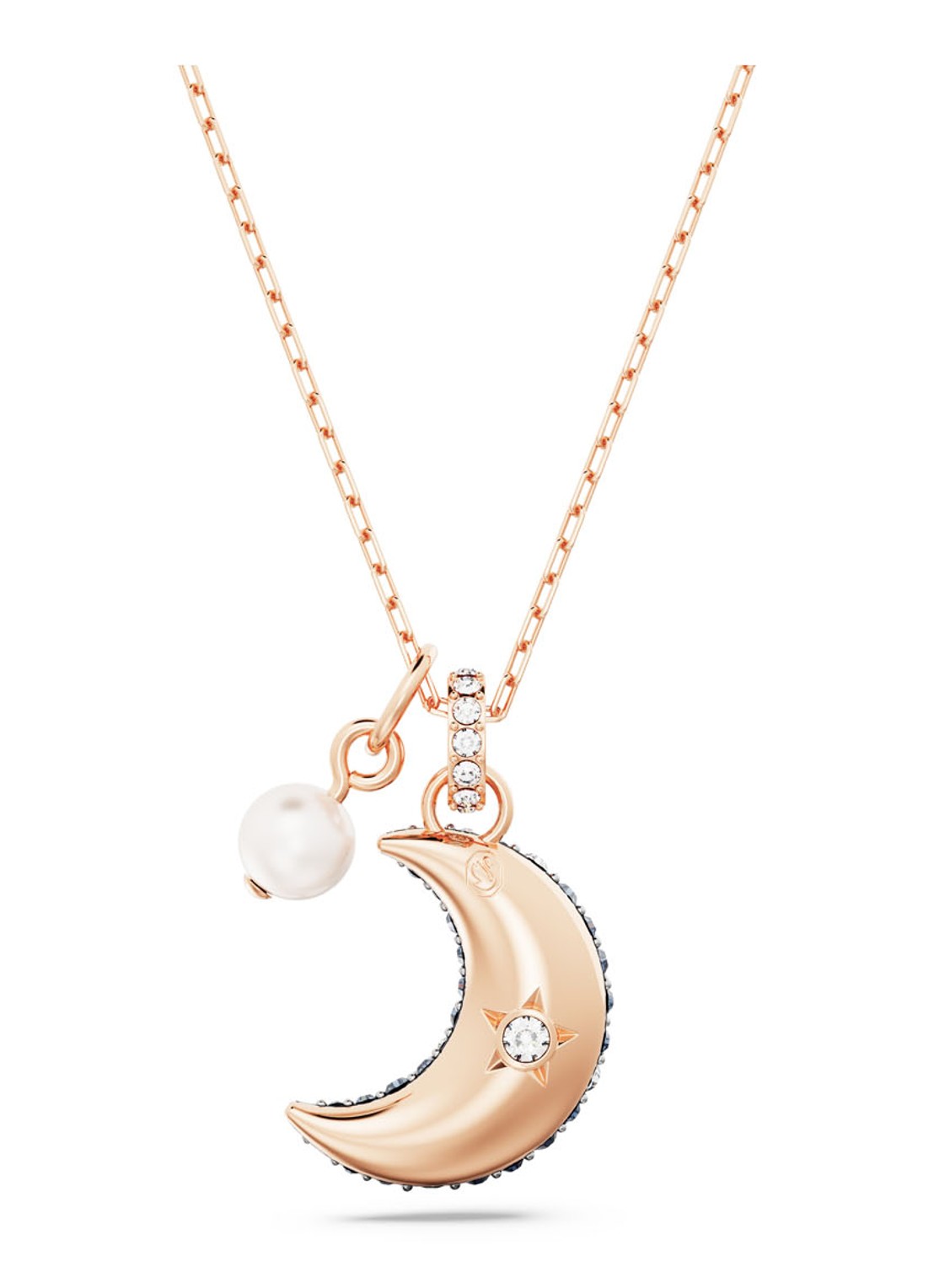 Swarovski Luna ketting verguld - detail 2 roségoud