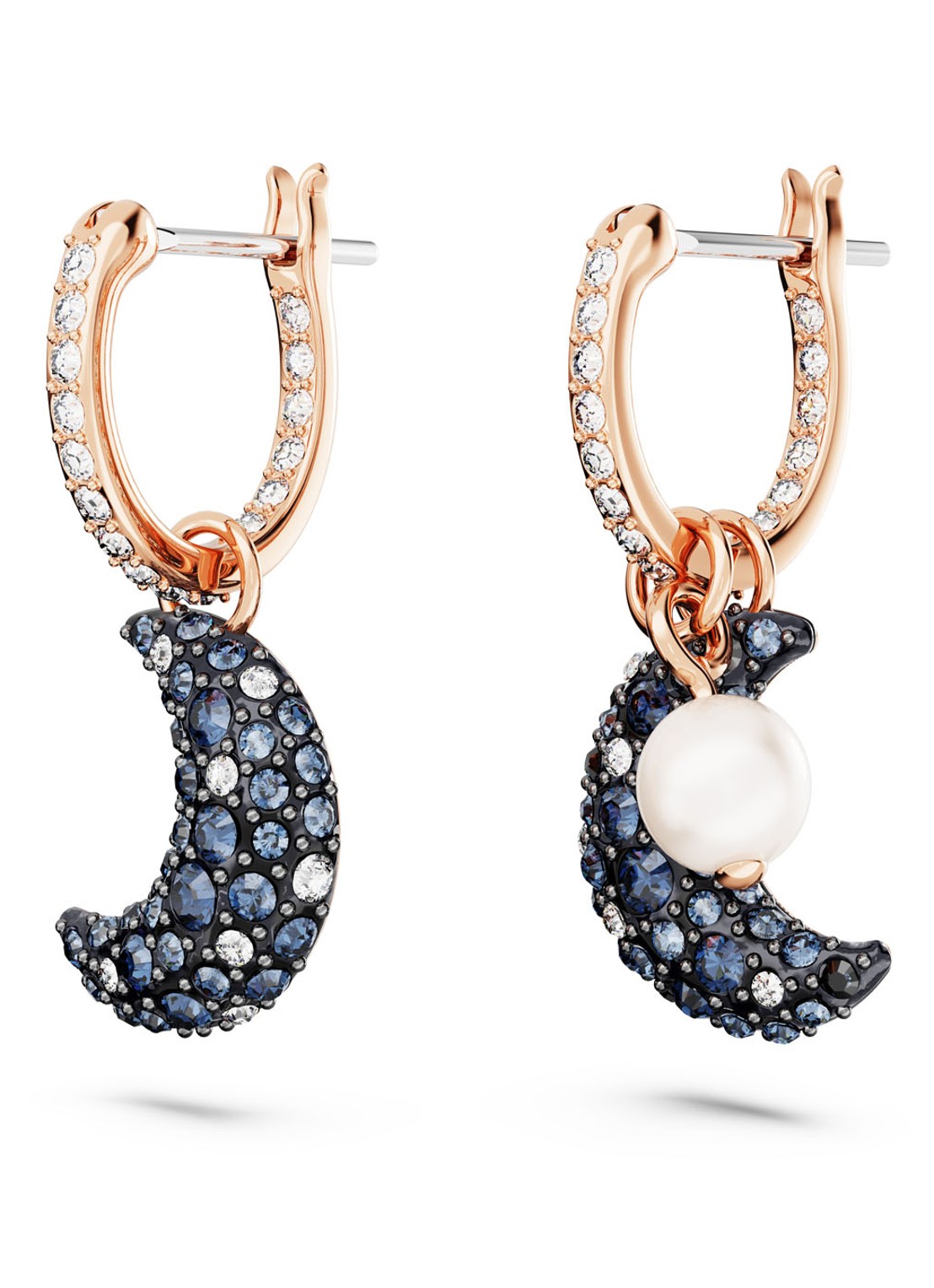 Swarovski Luna oorringen verguld - detail roségoud