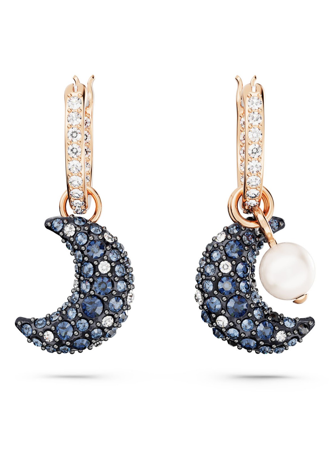 Swarovski Luna oorringen verguld - voorkant 4 roségoud