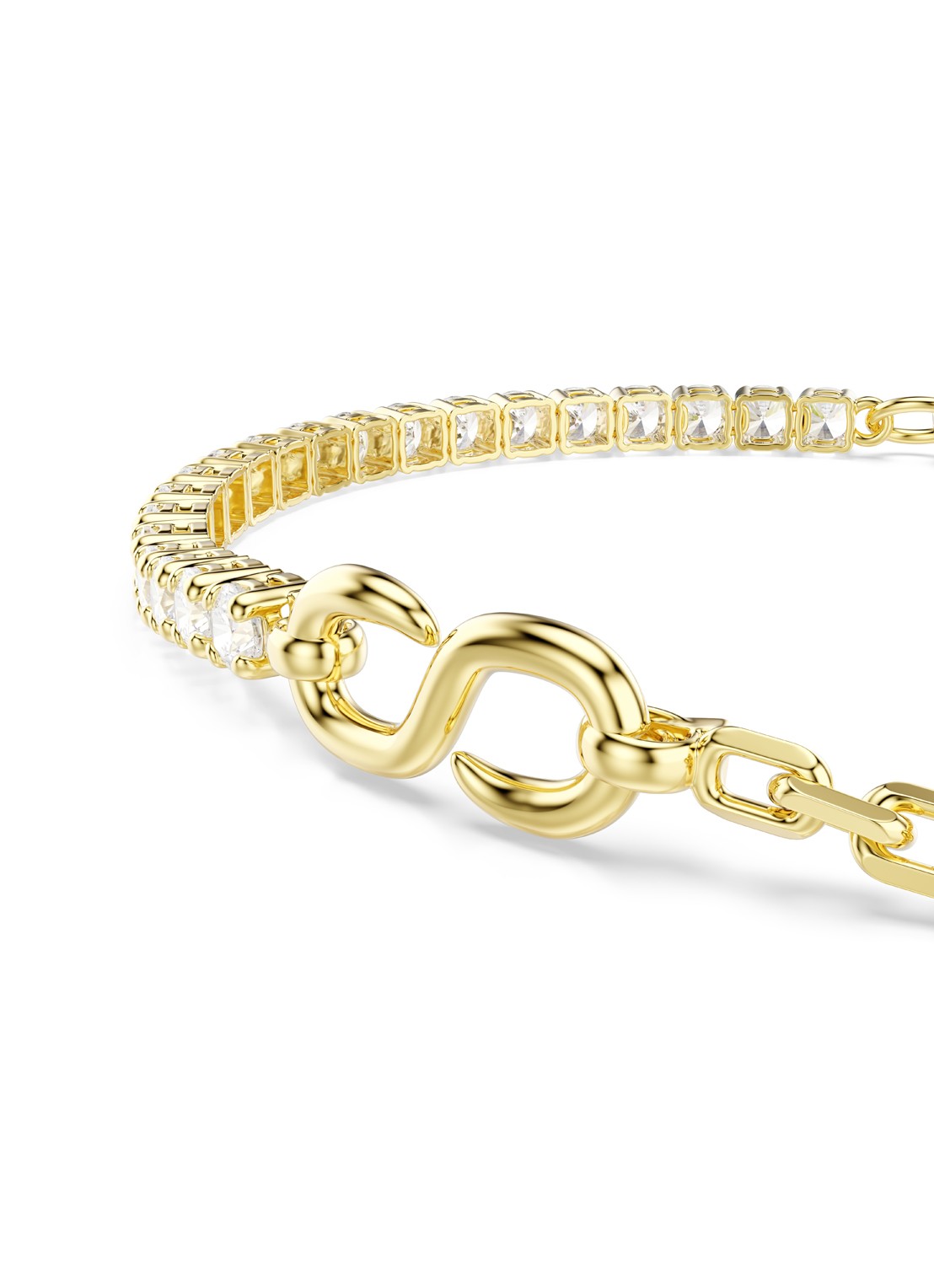 Swarovski Matrix armband met kristal - detail goud