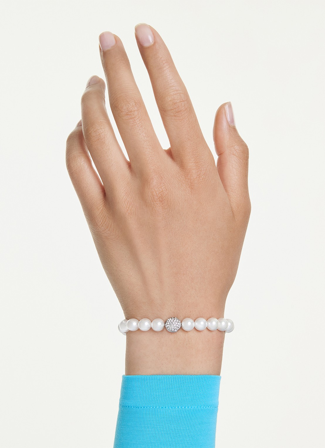 Swarovski Matrix armband met parels - detail 6 parelmoer