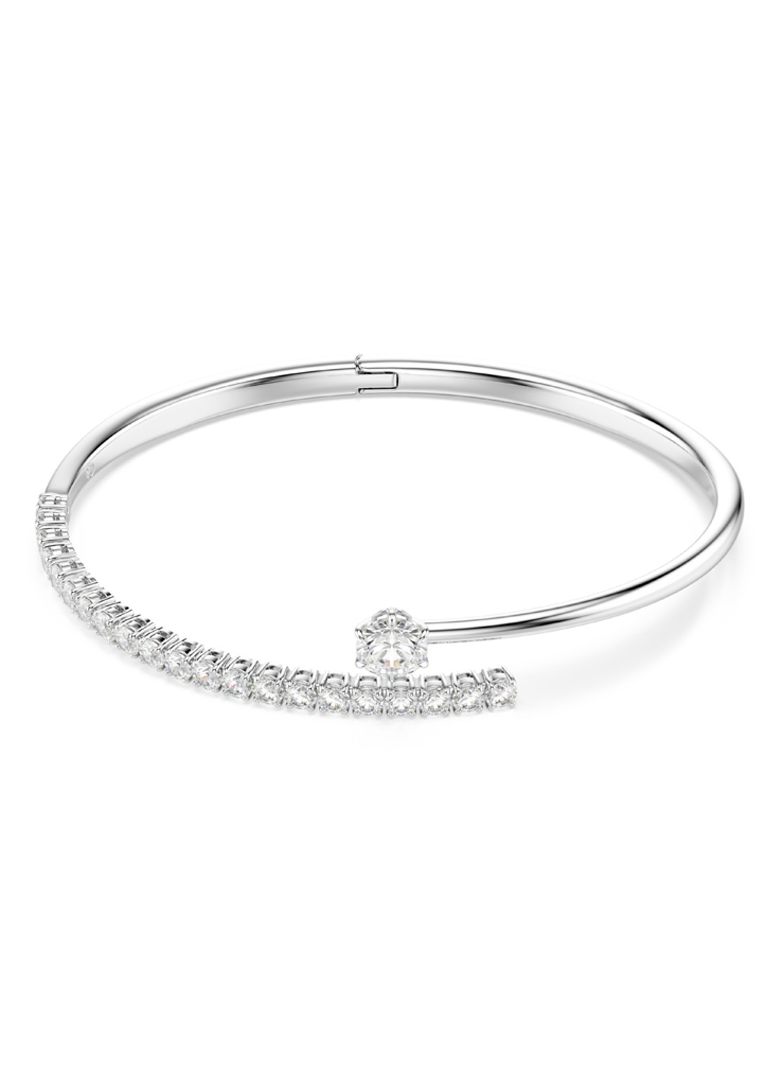 Swarovski Matrix bangle met kristal  - voorkant 4 zilver