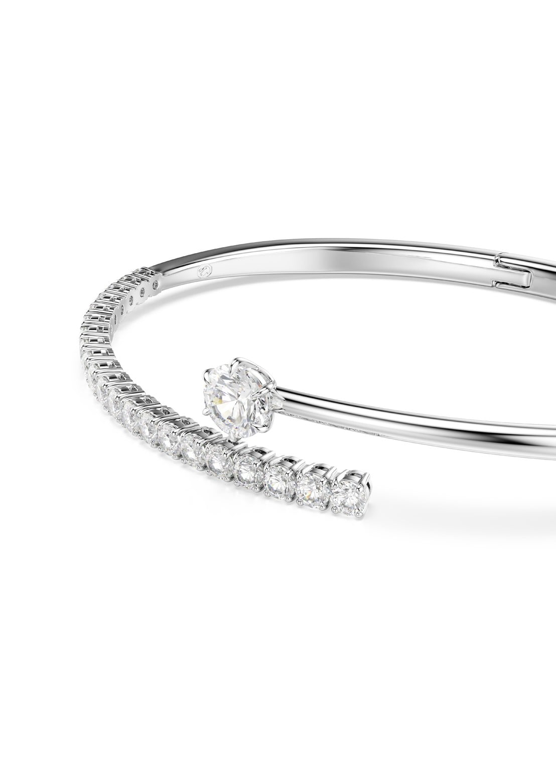 Swarovski Matrix bangle met kristal  - detail zilver