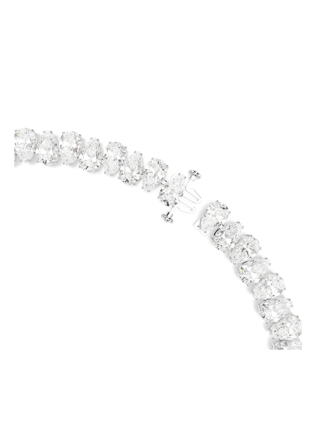 Swarovski Matrix ketting met kristal  - detail zilver