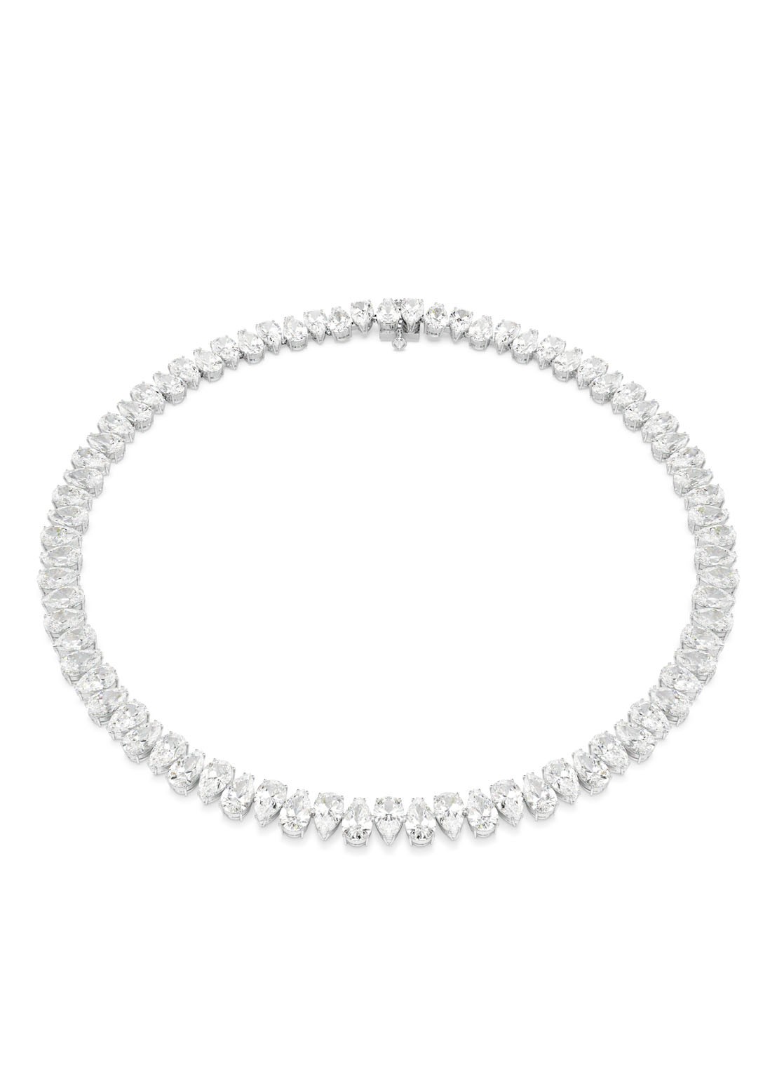 Swarovski Matrix ketting met kristal  - voorkant 5 zilver