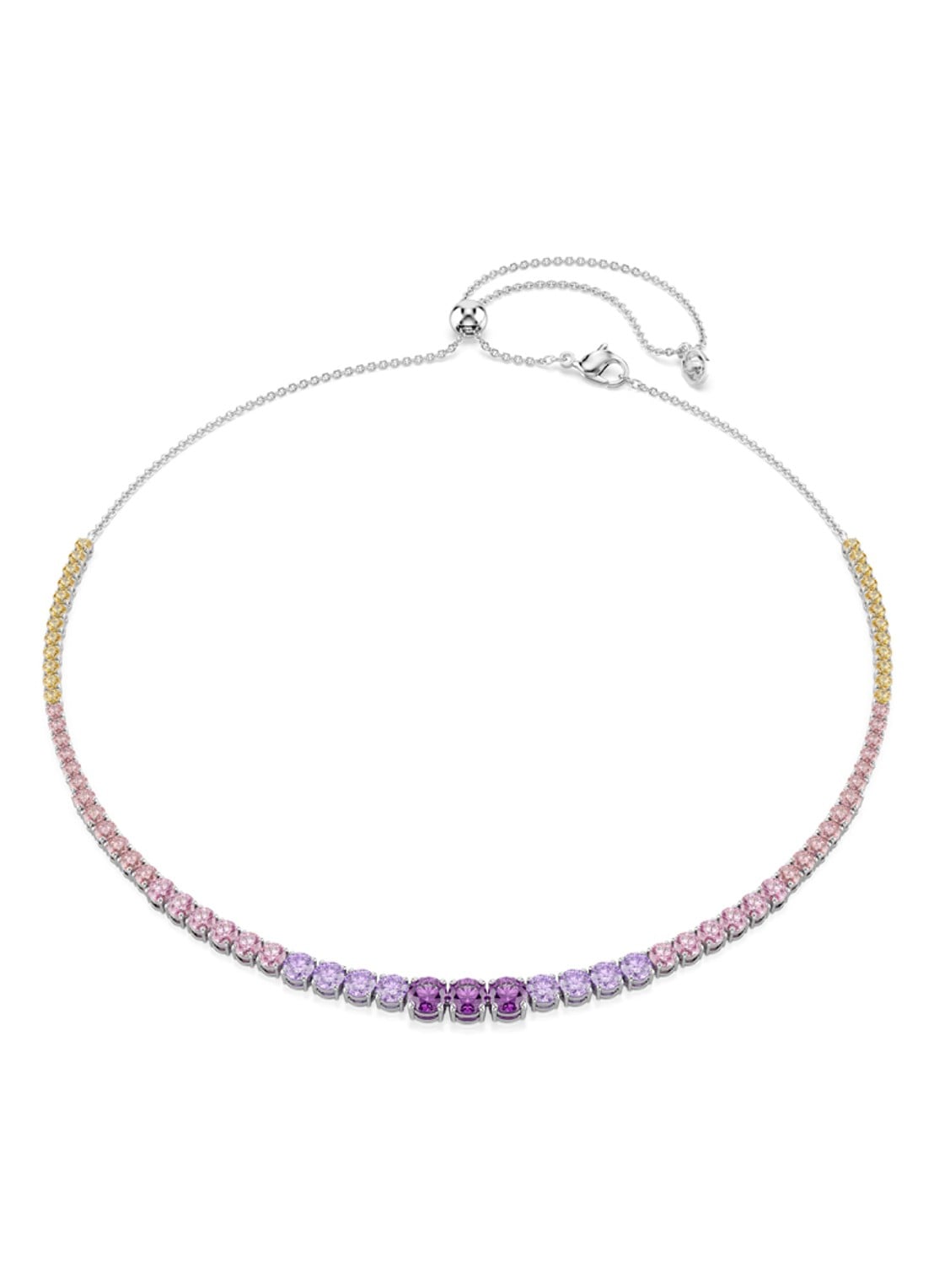 Swarovski Matrix ketting met kristal - voorkant 6 zilver
