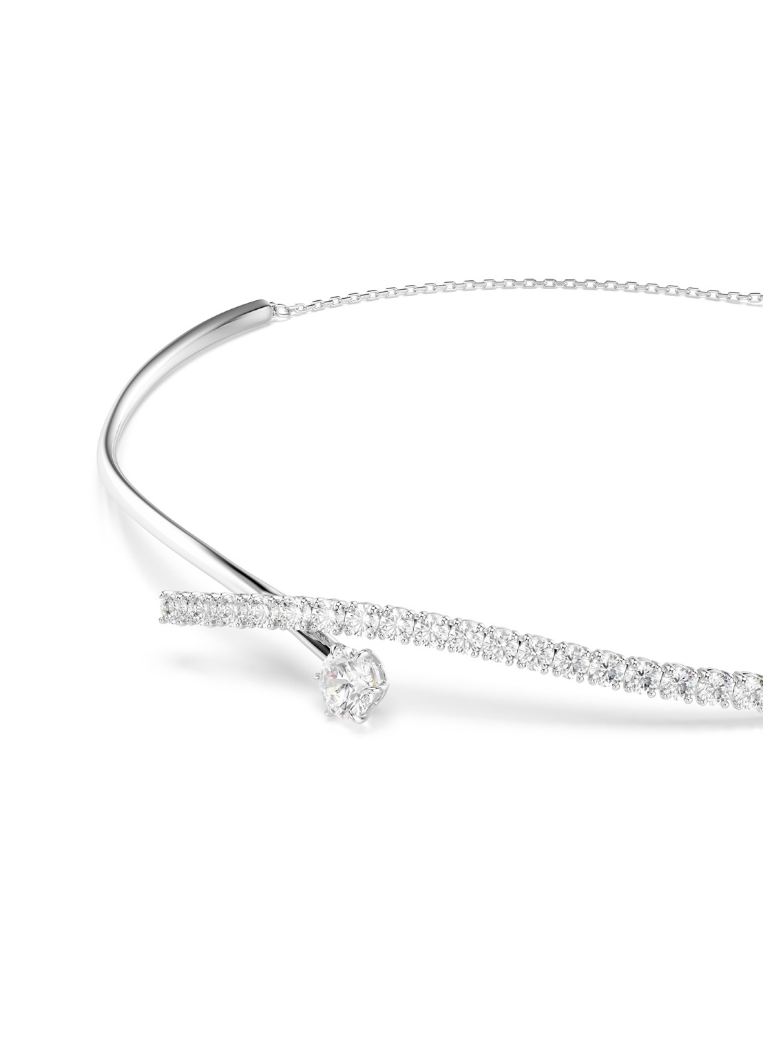 Swarovski Matrix ketting met kristal - detail zilver