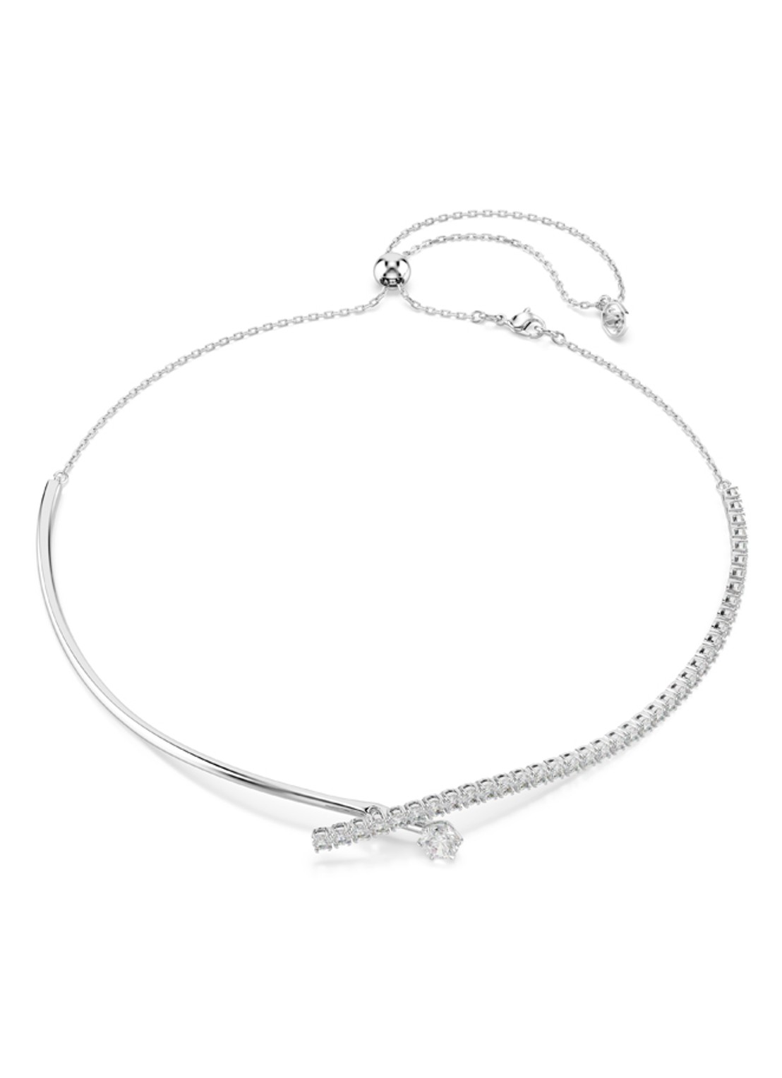 Swarovski Matrix ketting met kristal - voorkant 4 zilver