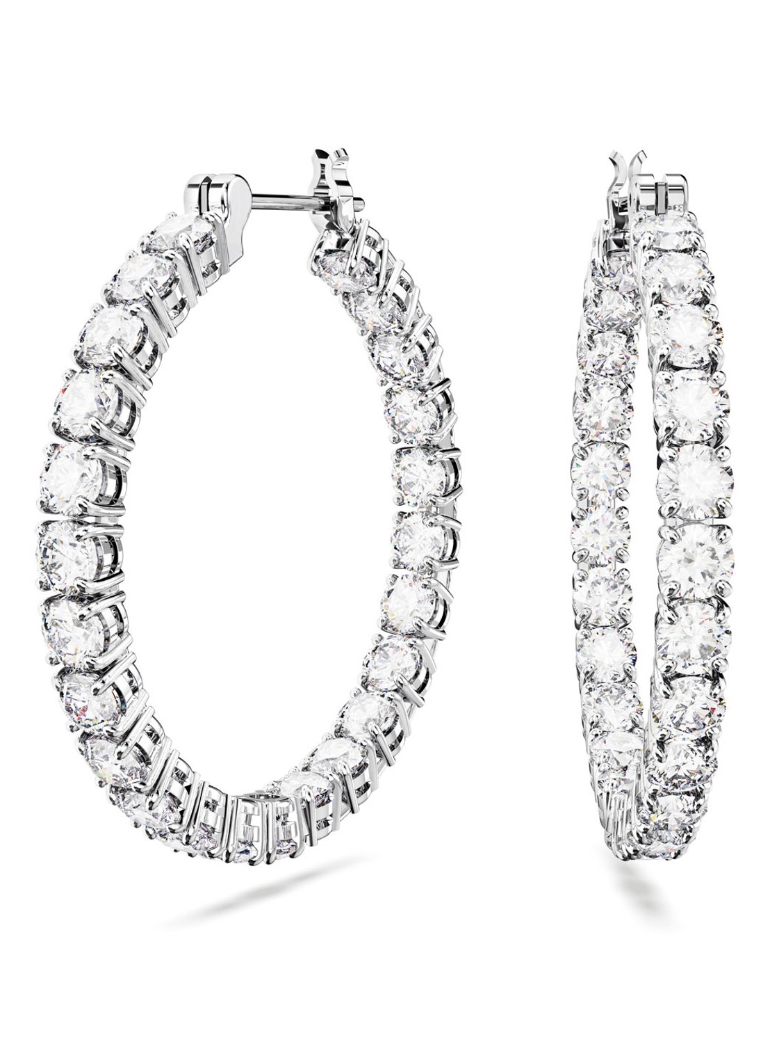 Swarovski Matrix oorringen met kristal - voorkant 4 zilver