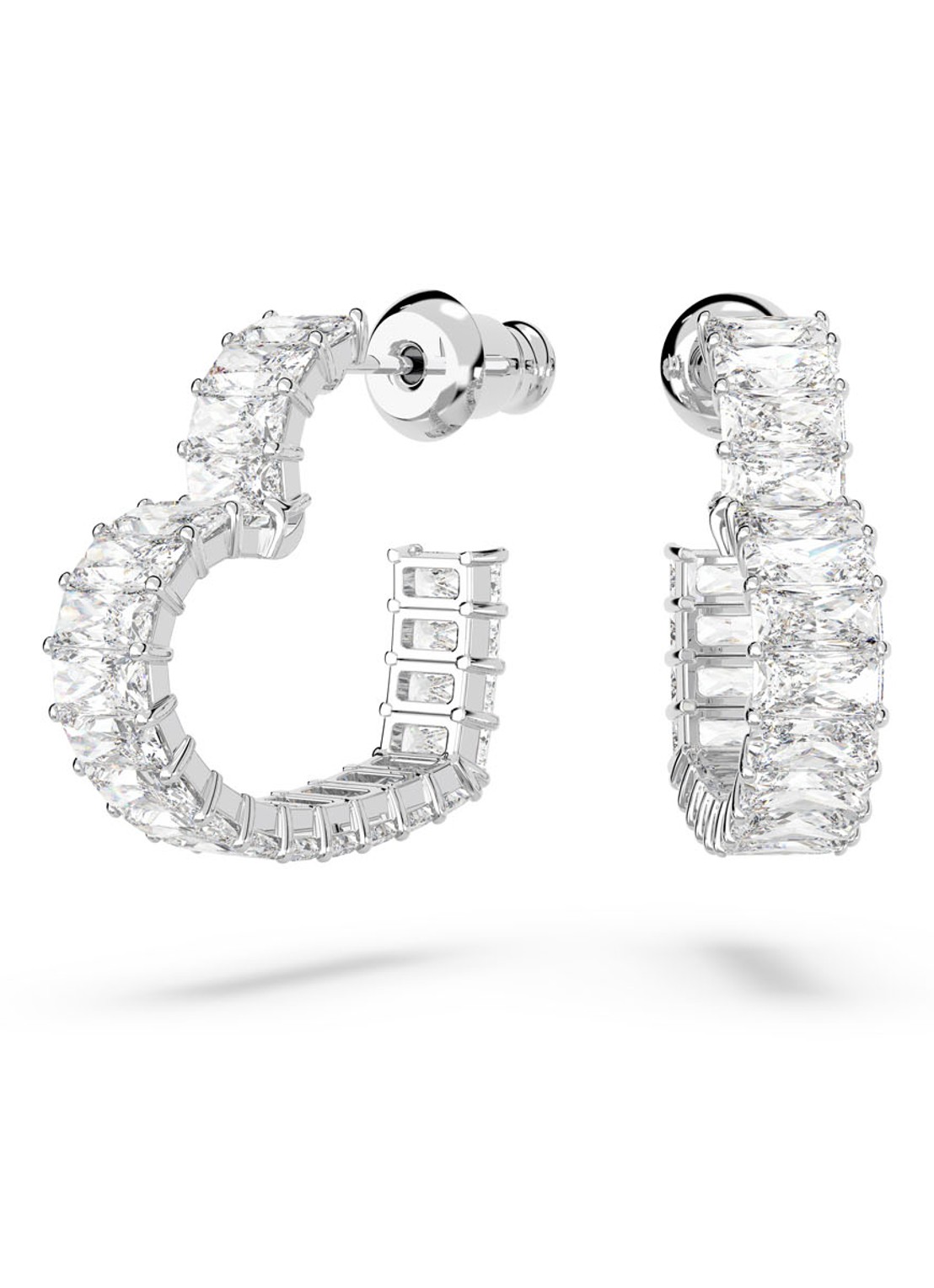 Swarovski Matrix oorringen met kristal - voorkant 5 zilver