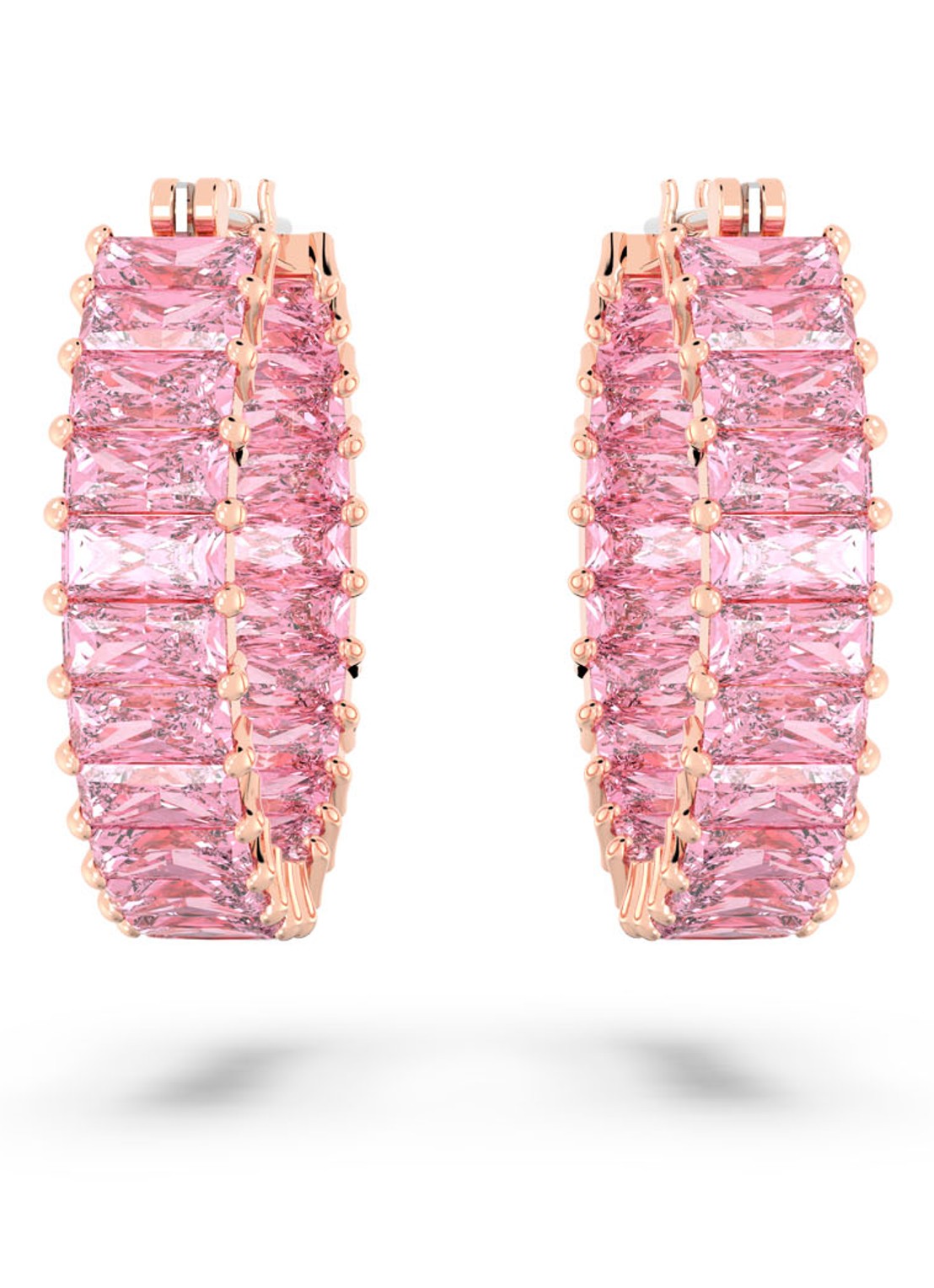 Swarovski Matrix oorringen met kristal - voorkant 2 roze