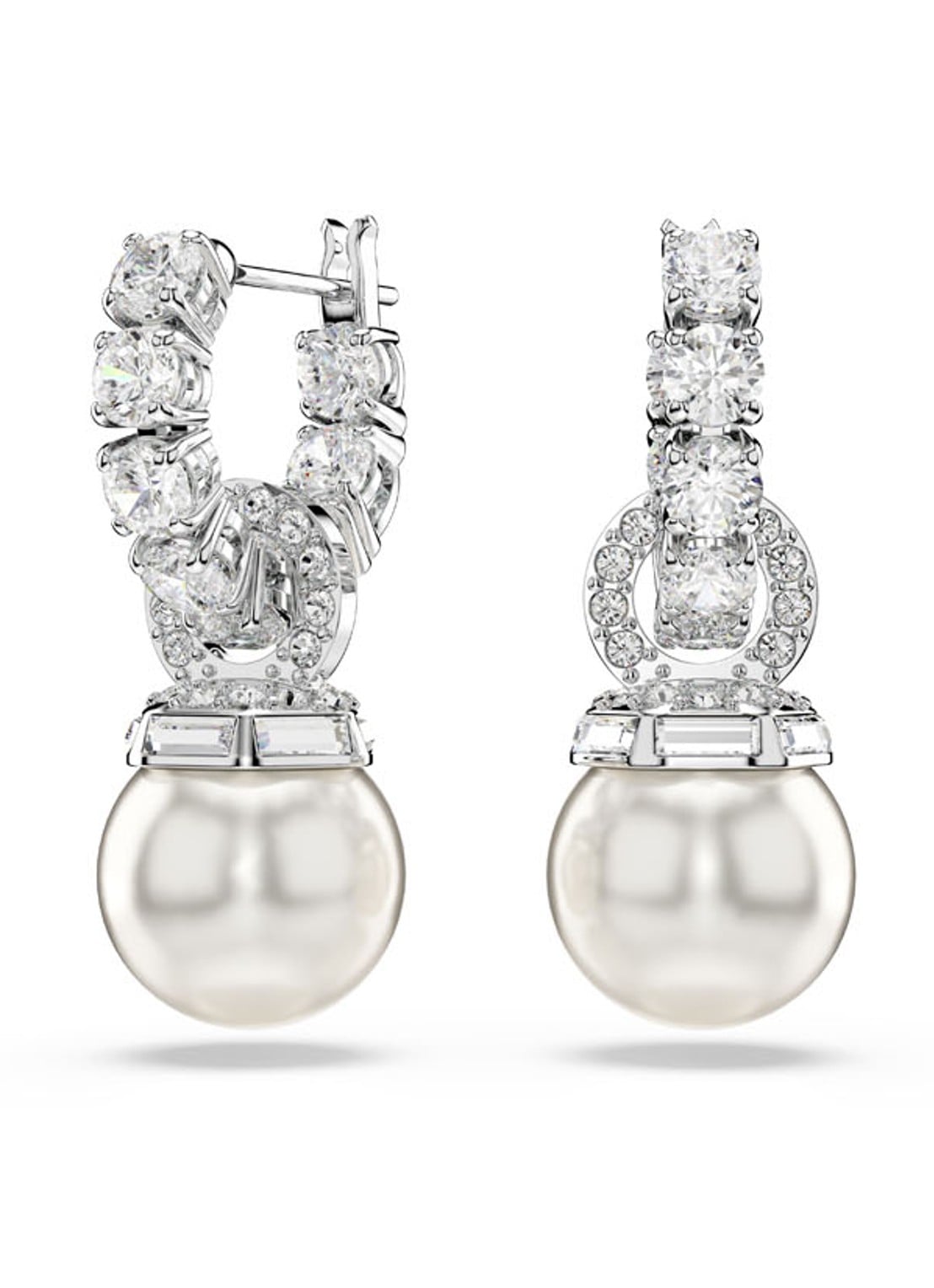 Swarovski Matrix oorringen met kristal  - voorkant zilver
