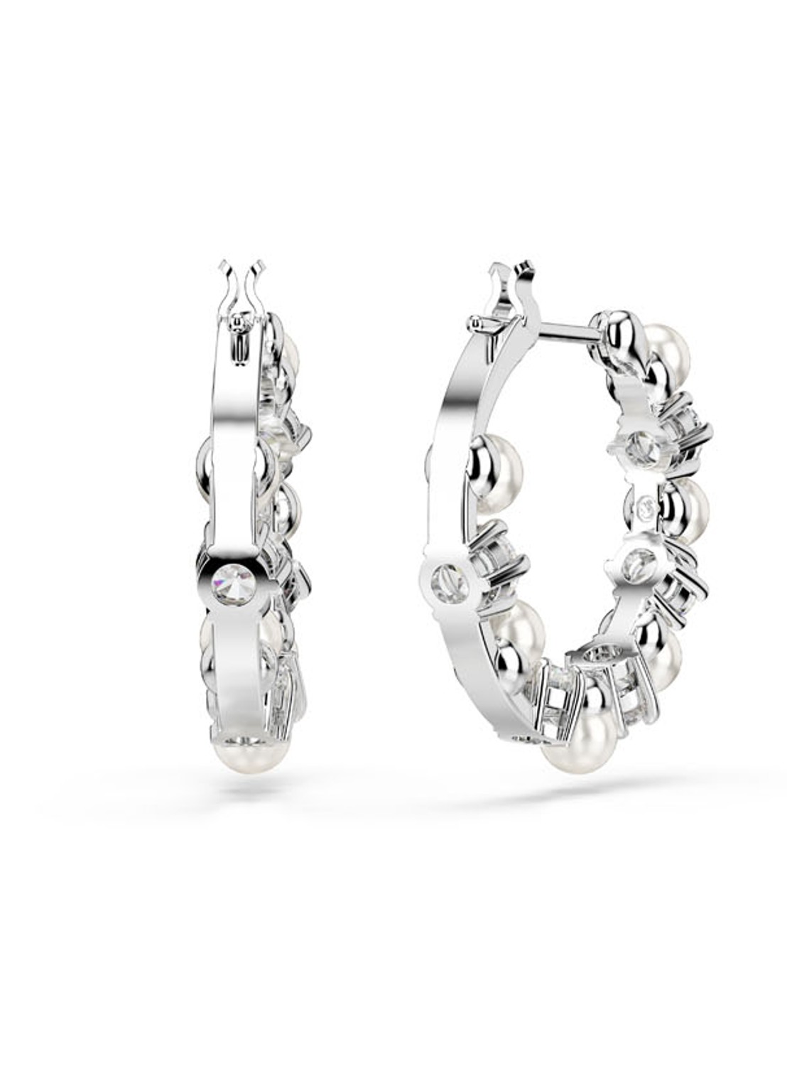 Swarovski Matrix oorringen met parel - detail 3 zilver