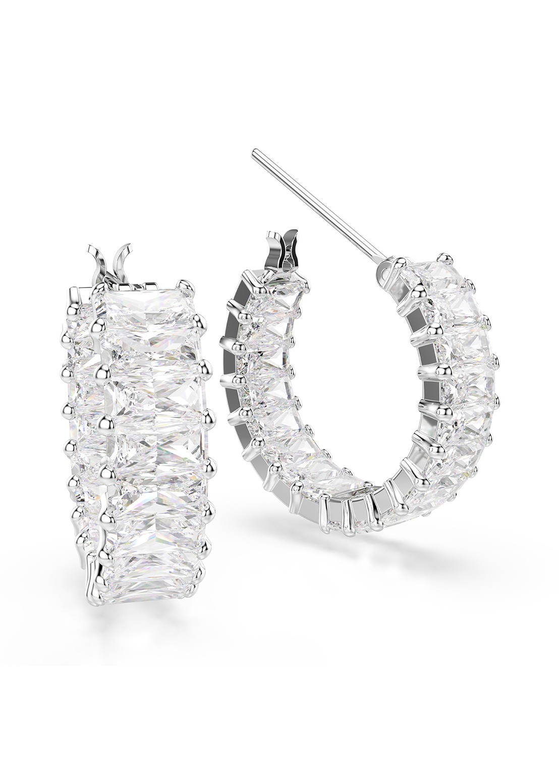 Swarovski Matrix oorringen met zirkonia - detail 3 zilver