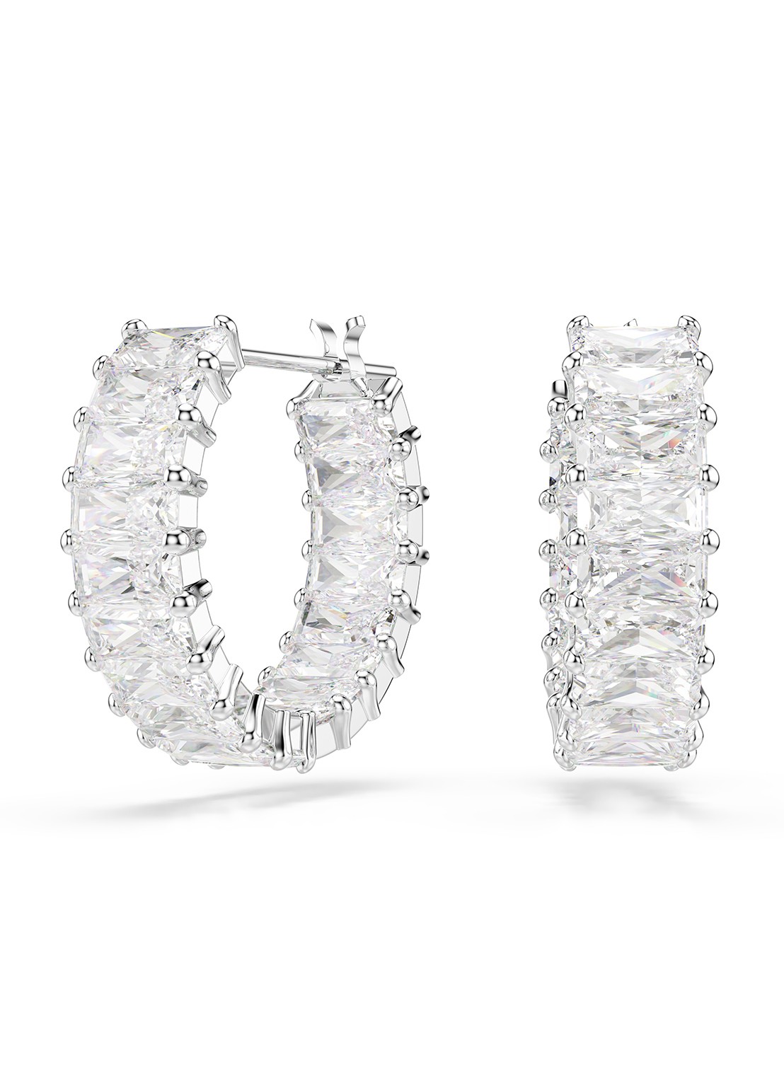 Swarovski Matrix oorringen met zirkonia - voorkant zilver