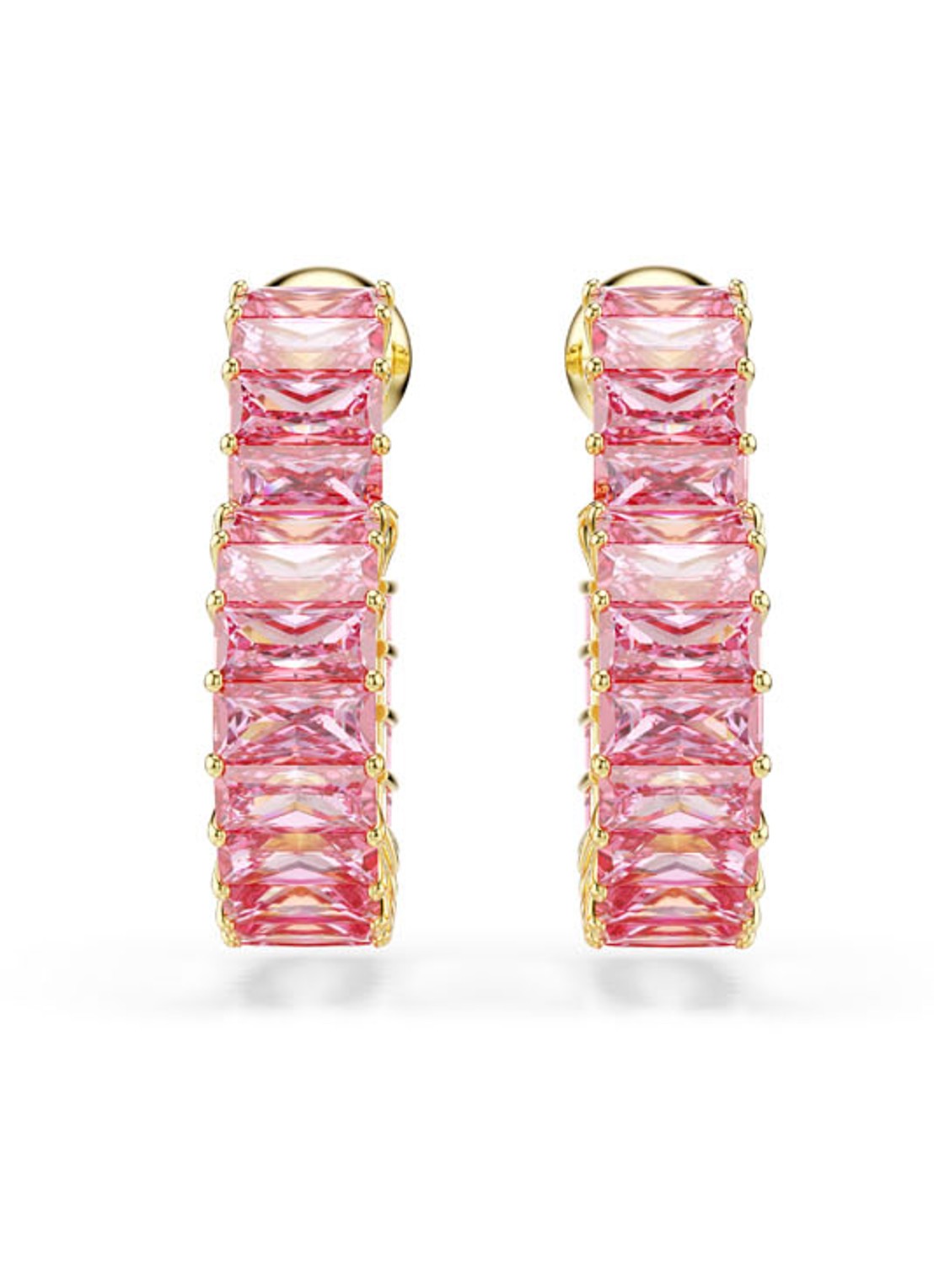 Swarovski Matrix oorringen verguld  - detail 2 roze