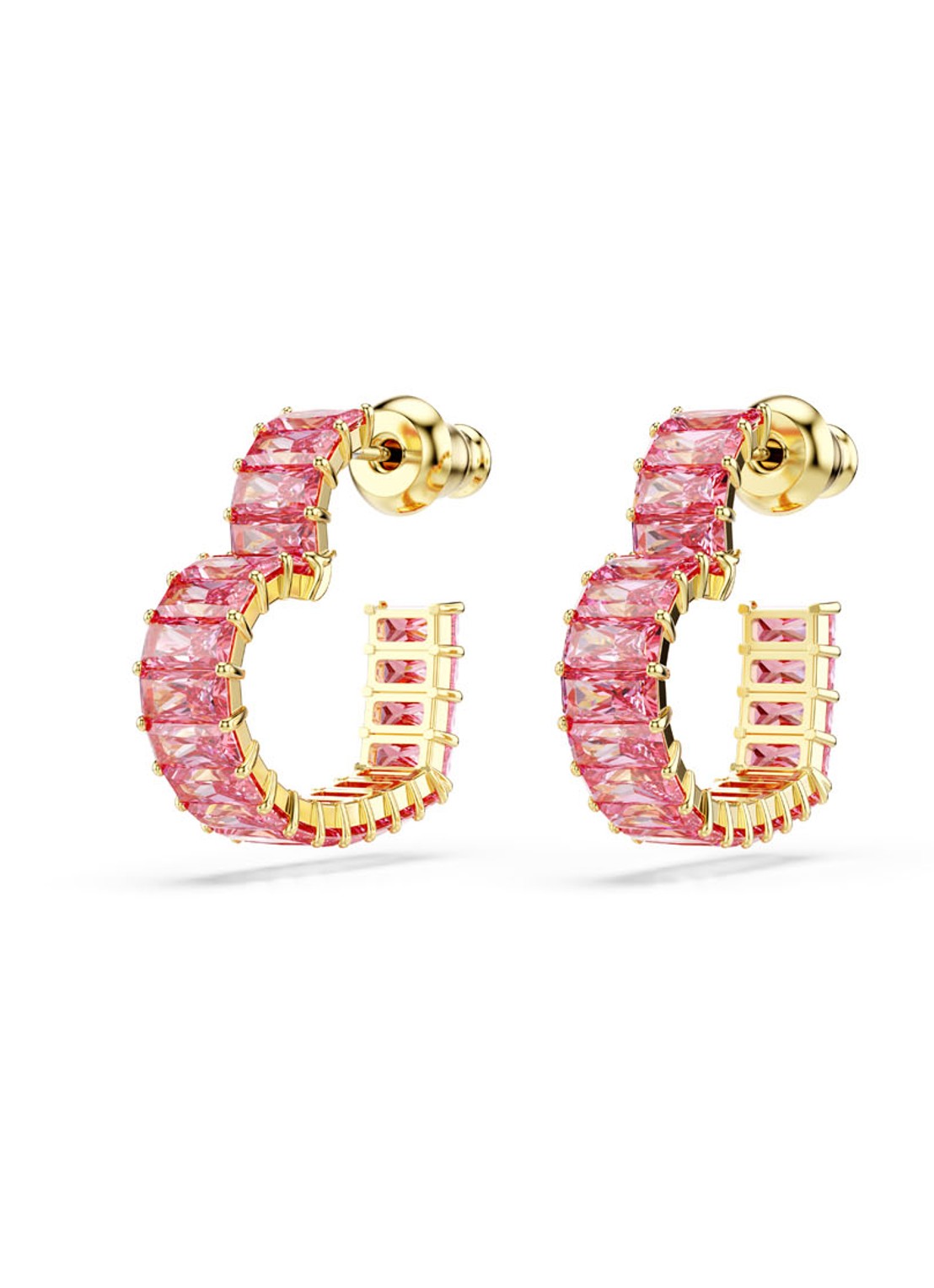 Swarovski Matrix oorringen verguld  - detail 3 roze