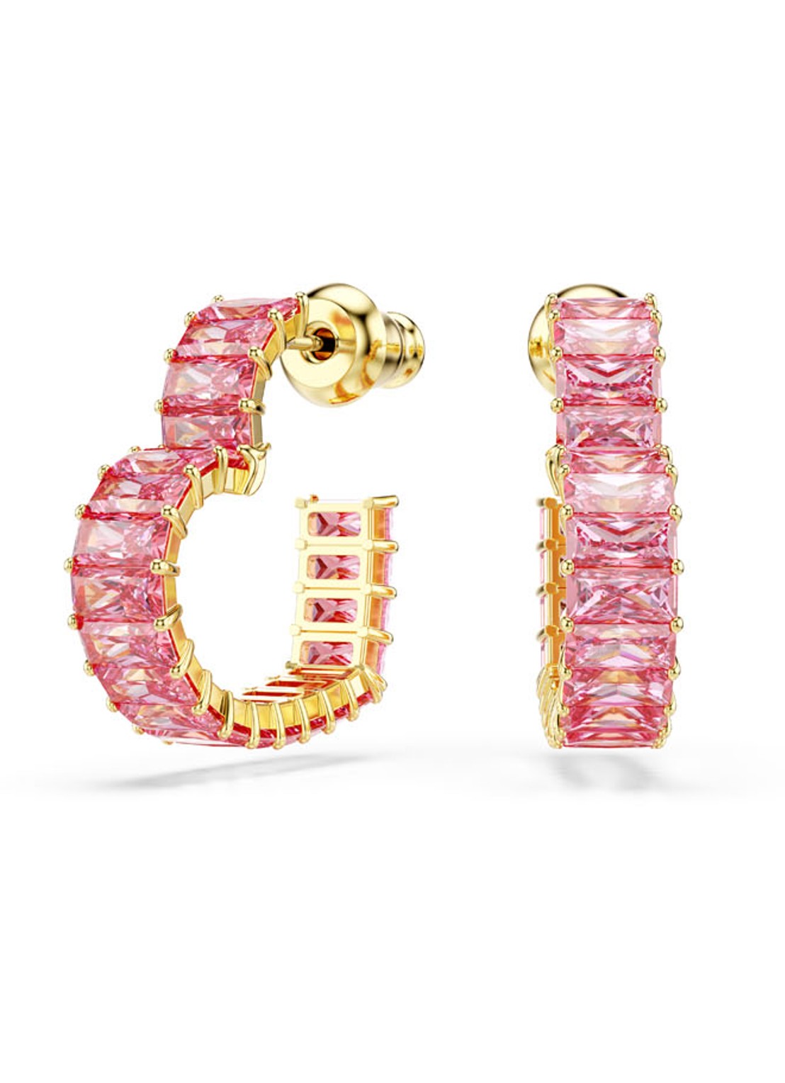 Swarovski Matrix oorringen verguld  - voorkant roze