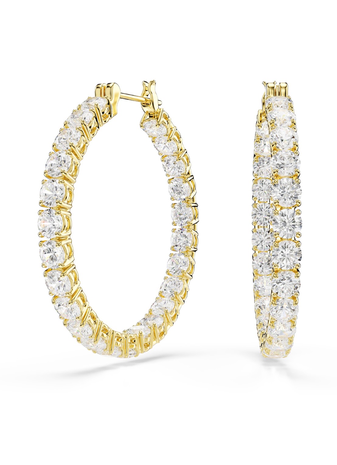 Swarovski Matrix oorringen verguld - voorkant 5 goud