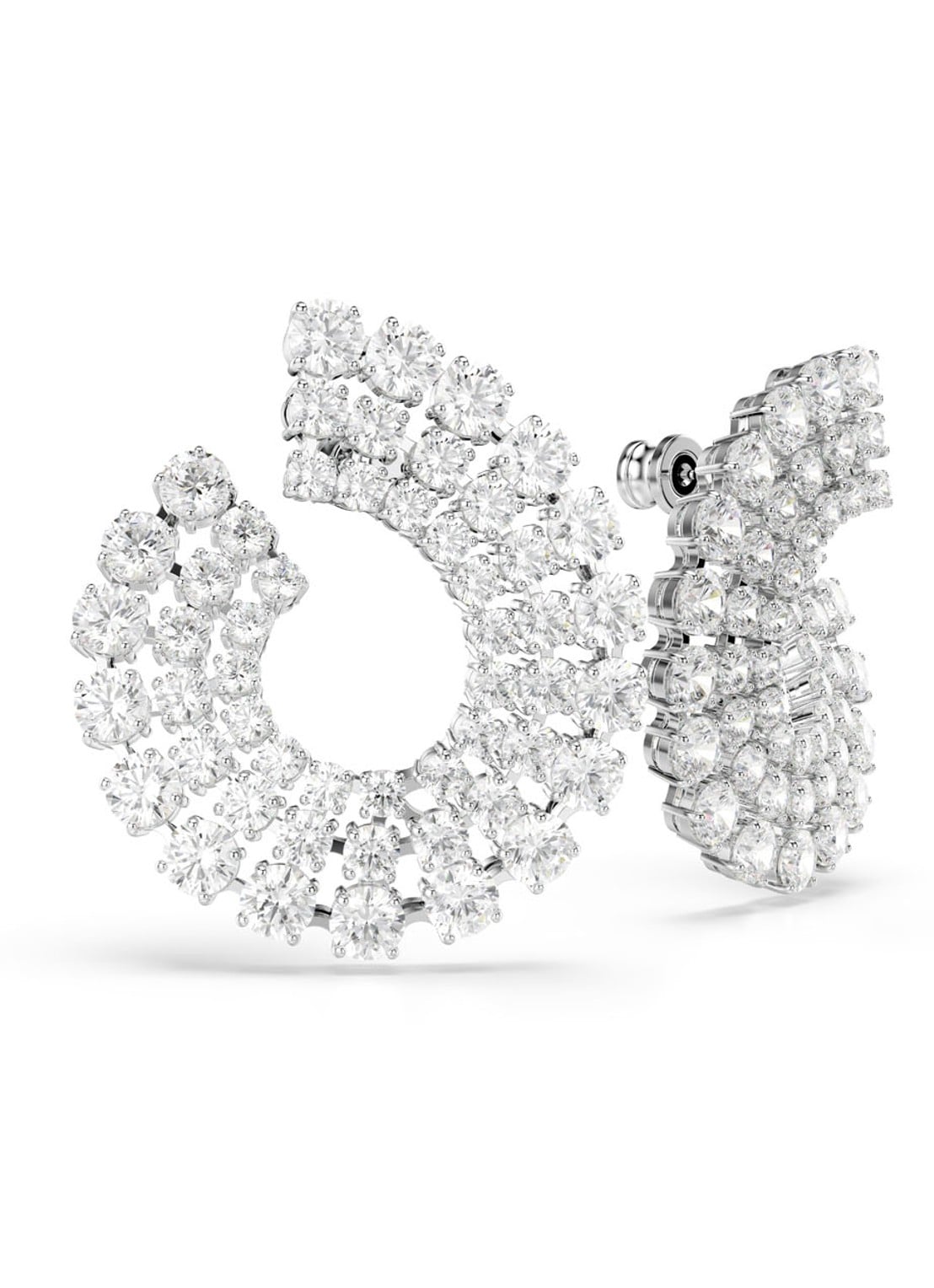 Swarovski Matrix oorstekers met kristal  - detail 2 zilver