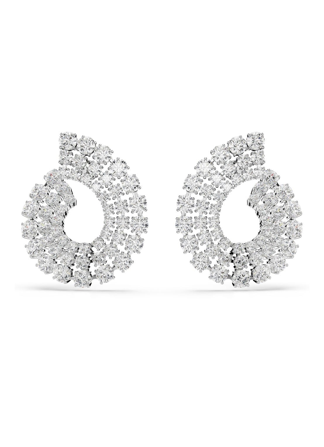 Swarovski Matrix oorstekers met kristal  - voorkant 4 zilver