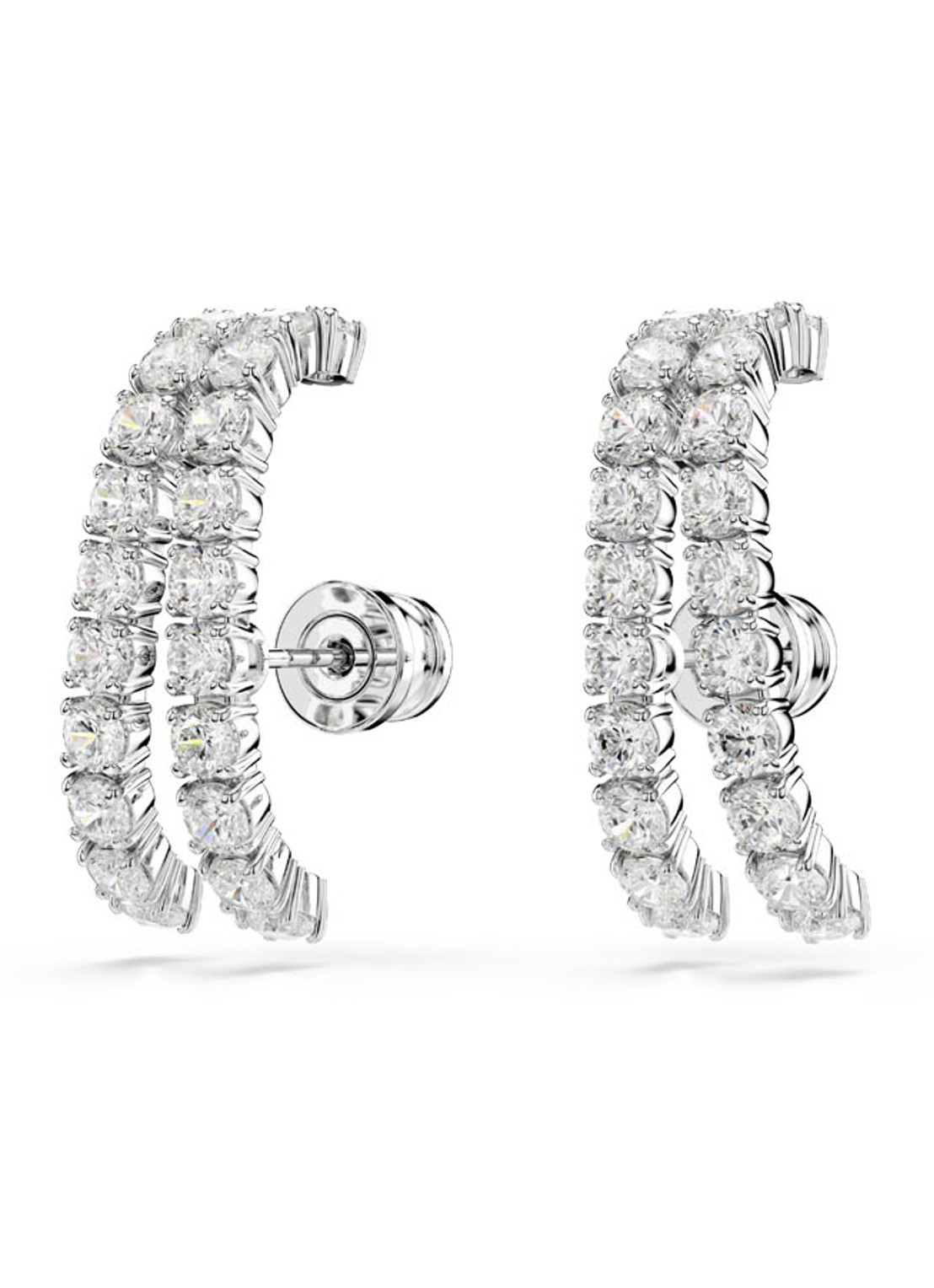 Swarovski Matrix oorstekers met kristal  - detail 2 zilver