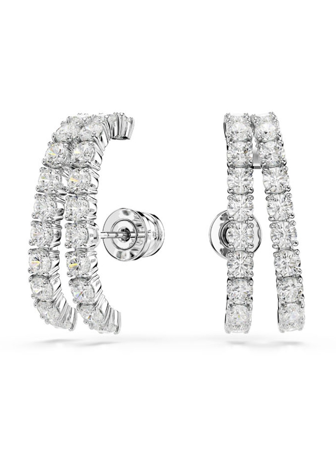 Swarovski Matrix oorstekers met kristal  - voorkant 4 zilver