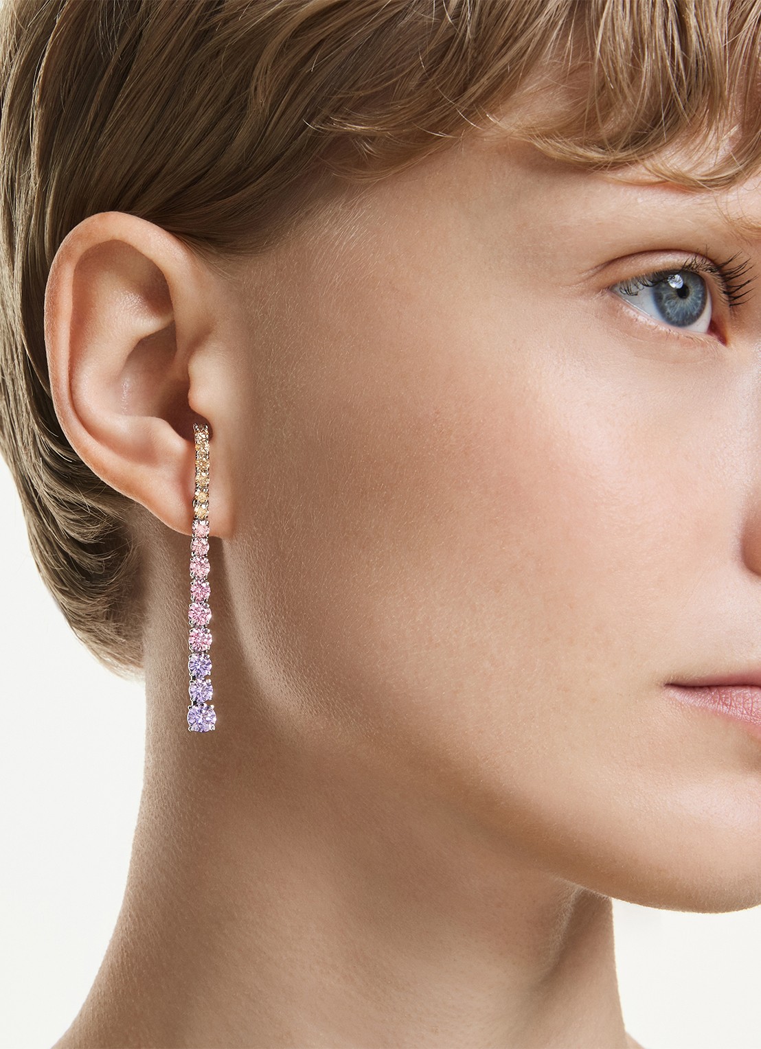 Swarovski Matrix oorstekers met kristal - detail 4 zilver