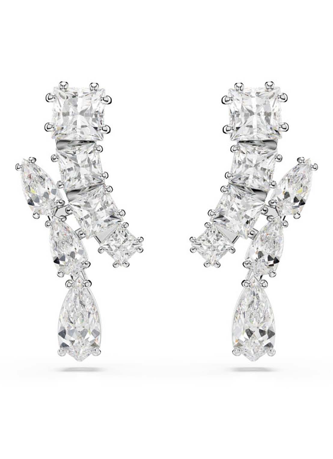 Swarovski Matrix oorstekers met zirkonia - voorkant zilver