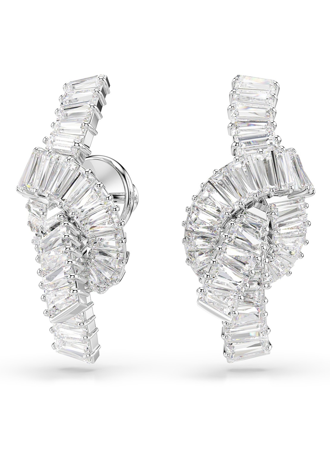 Swarovski Matrix oorstekers met zirkonia - detail zilver