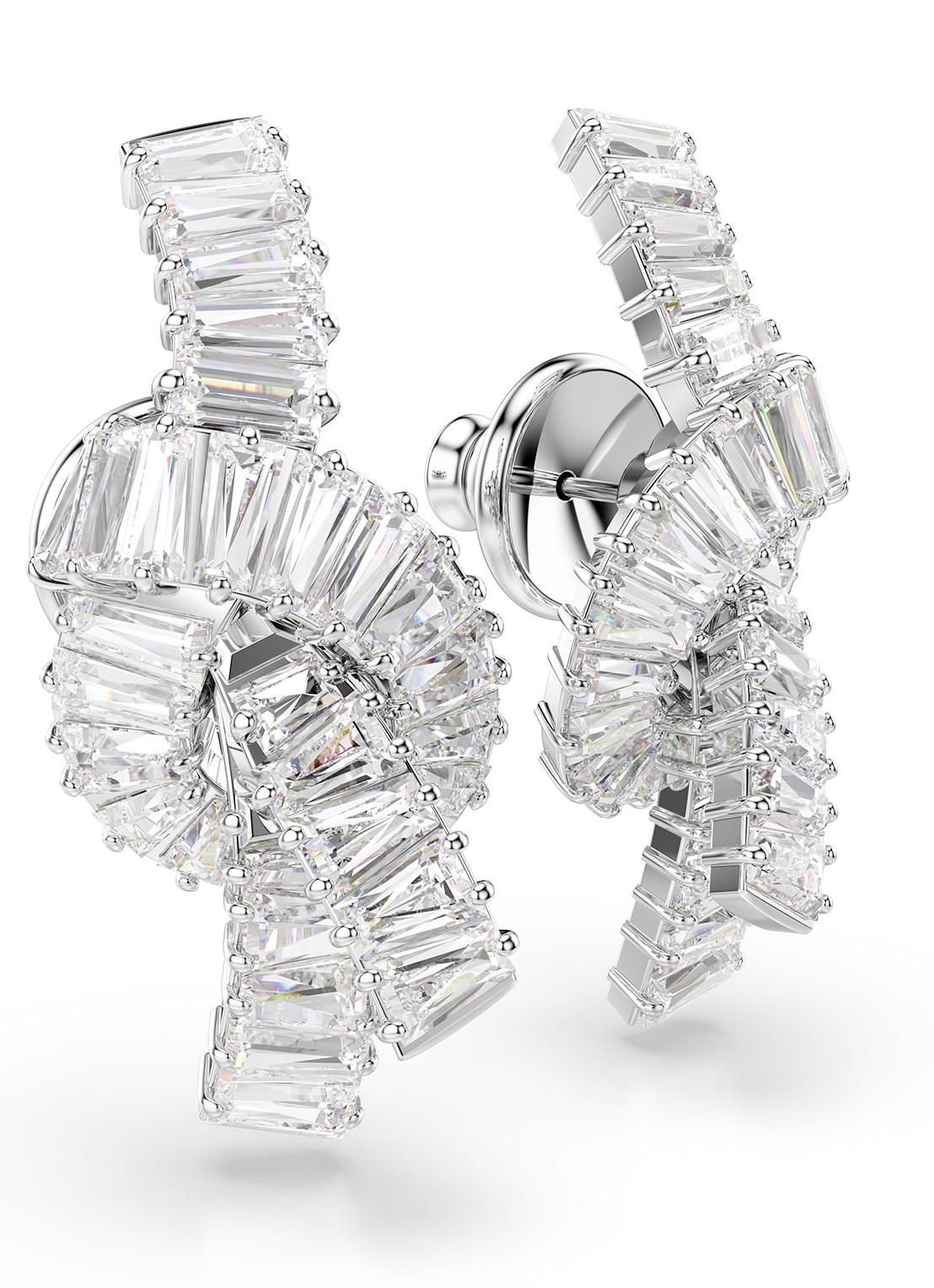 Swarovski Matrix oorstekers met zirkonia - detail 2 zilver