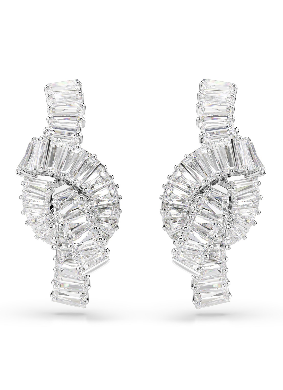 Swarovski Matrix oorstekers met zirkonia - voorkant 4 zilver