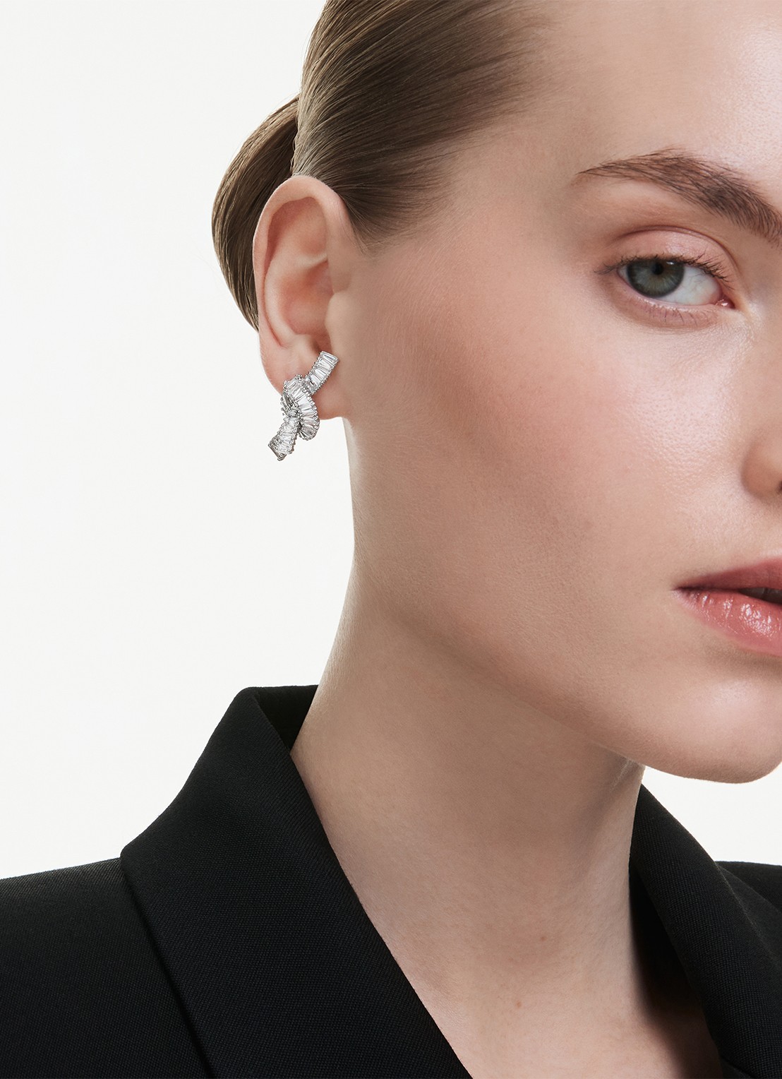 Swarovski Matrix oorstekers met zirkonia - voorkant 5 zilver