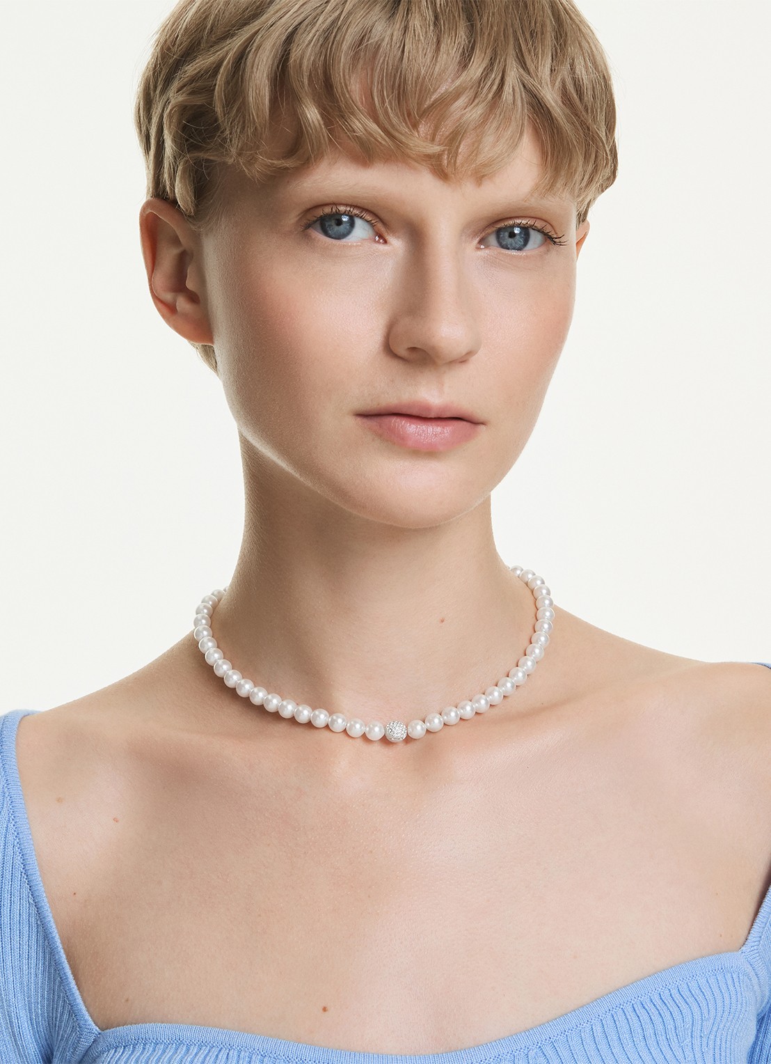 Swarovski Matrix parelketting - detail 6 parelmoer
