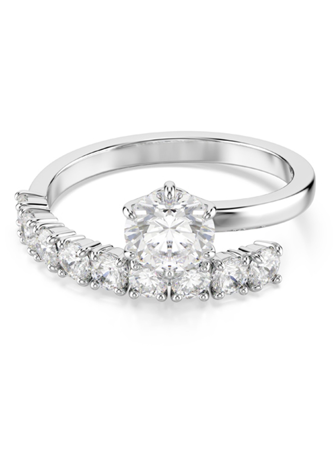 Swarovski Matrix ring met kristal 52 - voorkant zilver