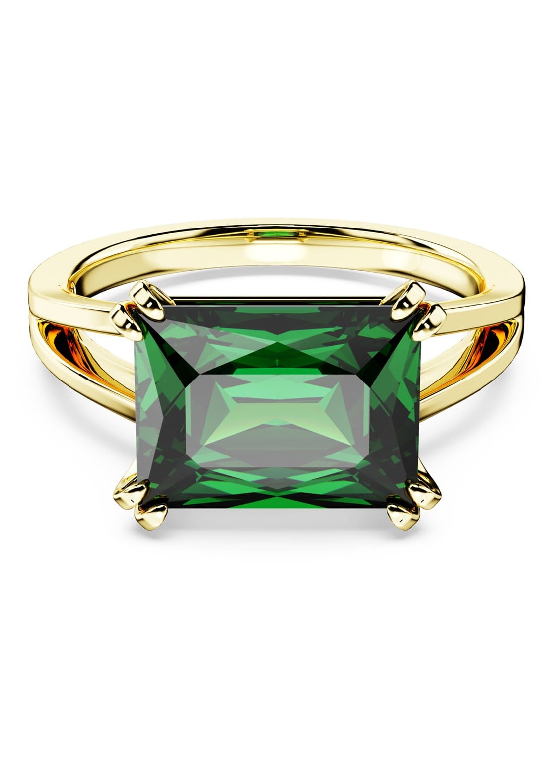 Swarovski Matrix ring verguld 52 - voorkant groen