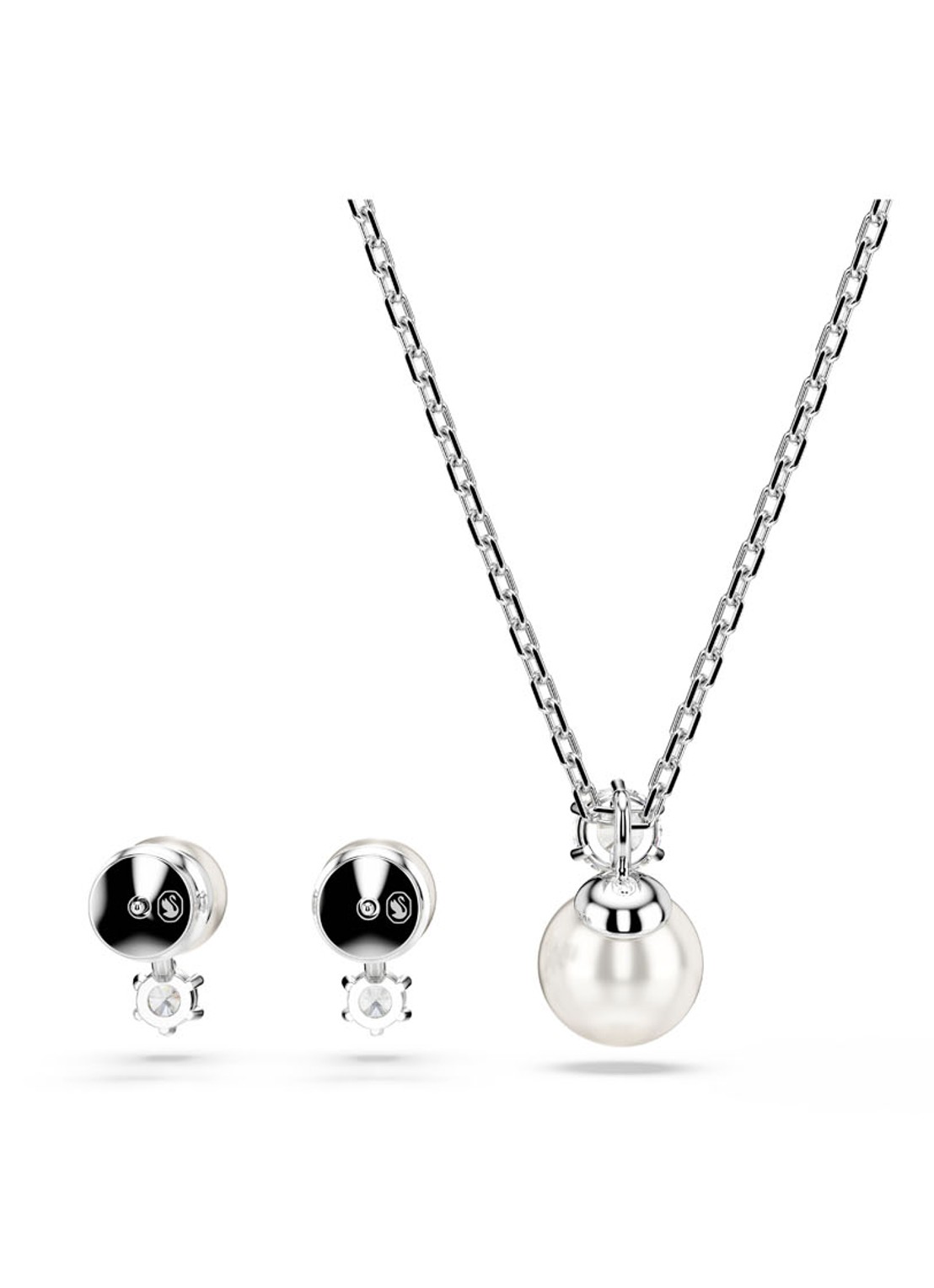 Swarovski Matrix set van ketting en oorknopjes met kristal - detail 3 zilver