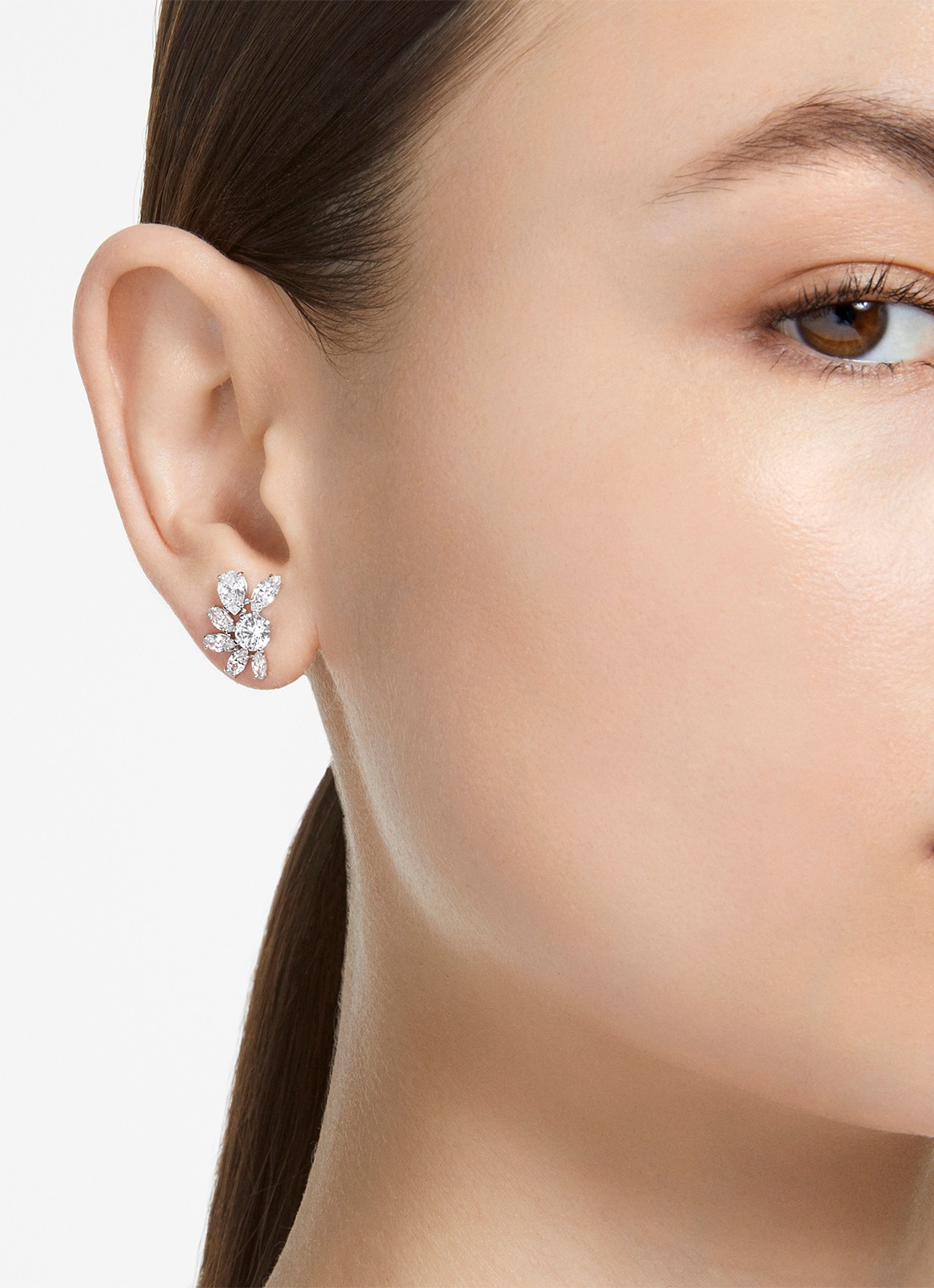 Swarovski Mesmera oorknopjes met zirkonia - voorkant 4 zilver