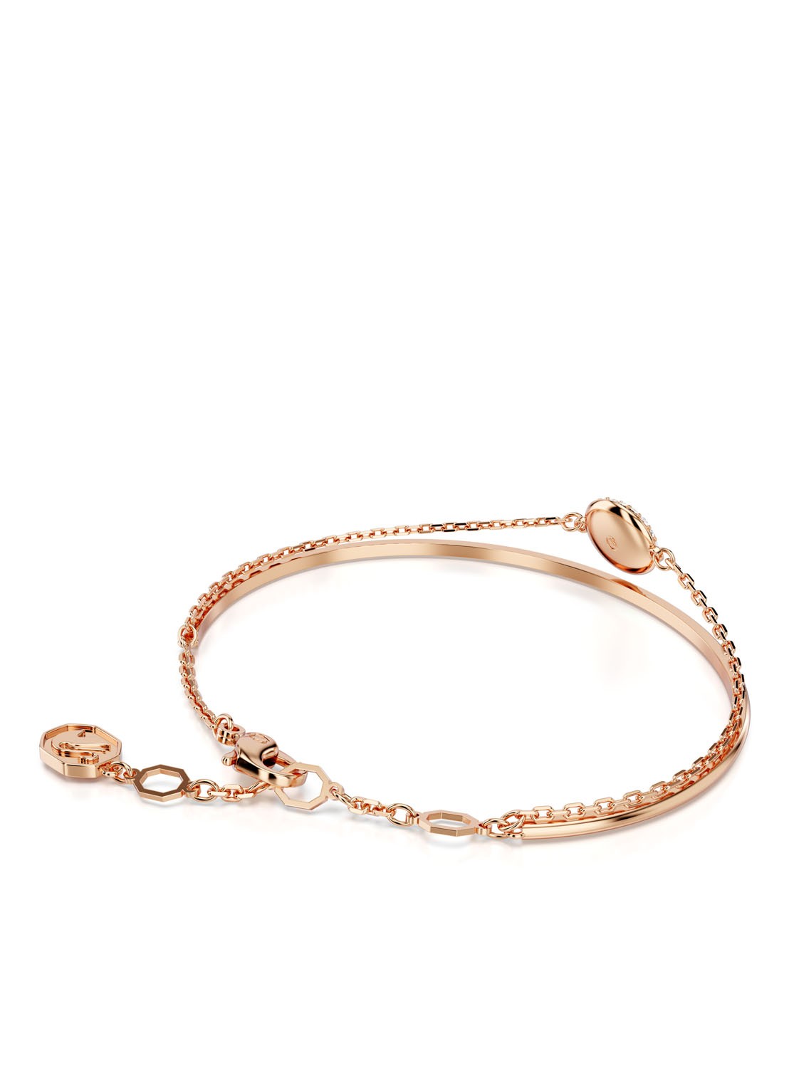 Swarovski Meteora bangle met kristal M - detail 3 roségoud